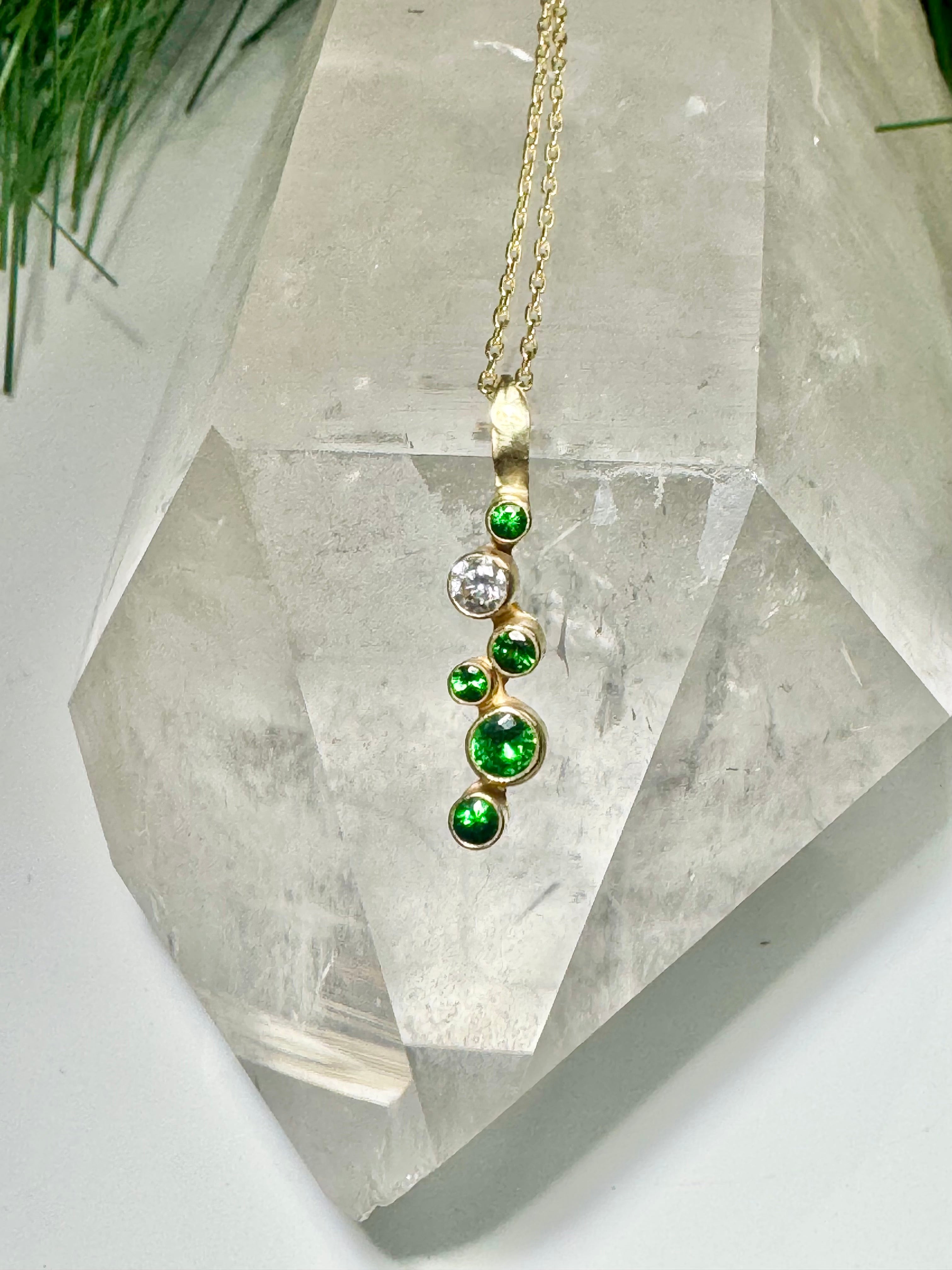 Tsavorite & Diamond 14k Pendant