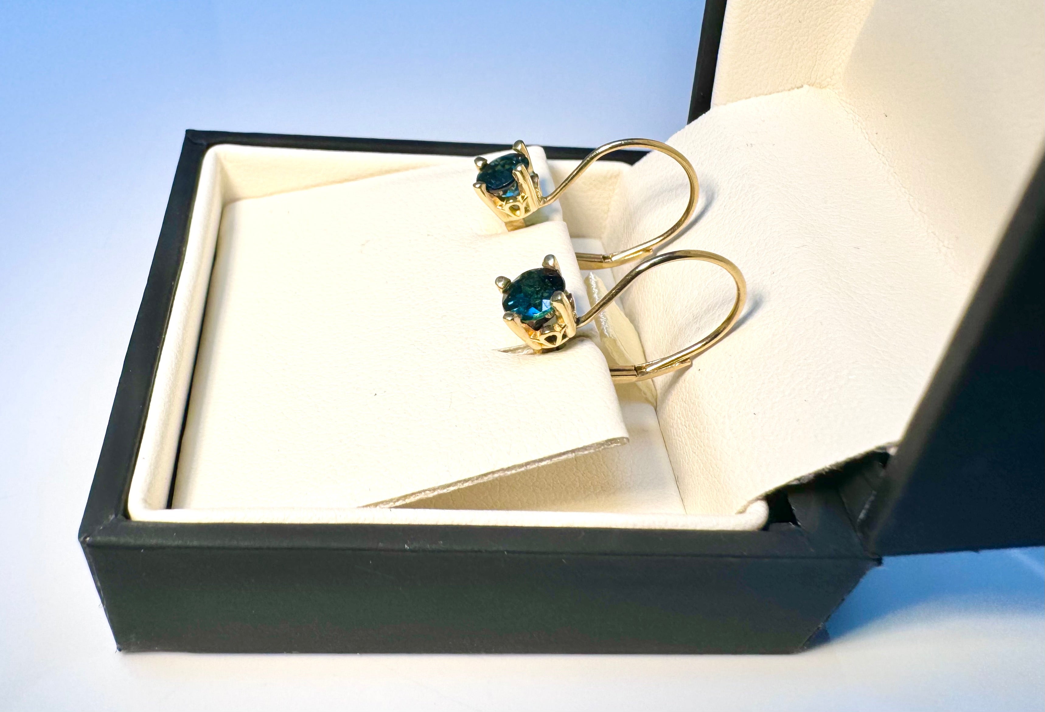 Indicolite Tourmaline Newry Maine 14k Earrings