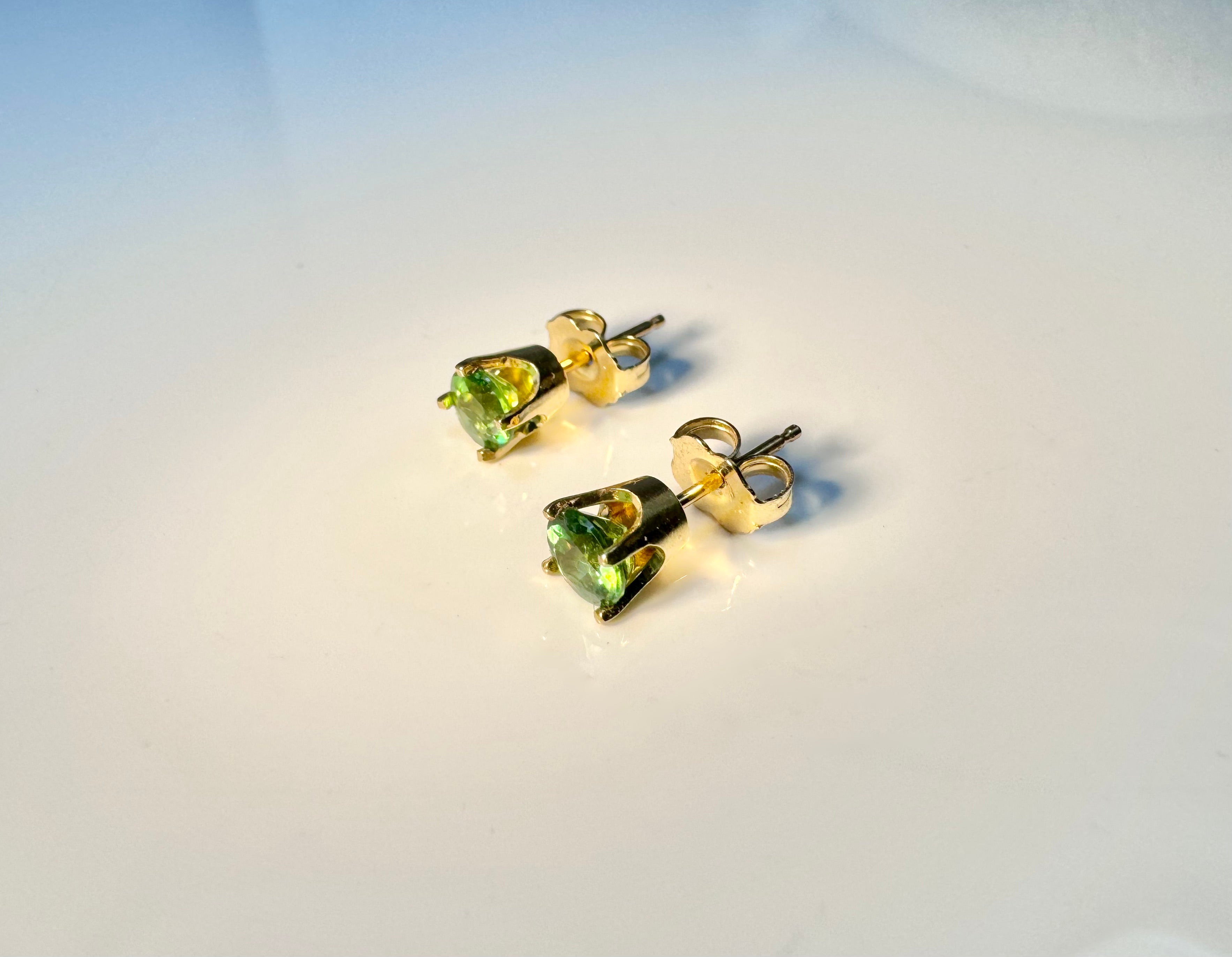 Green Tourmaline 14k Studs