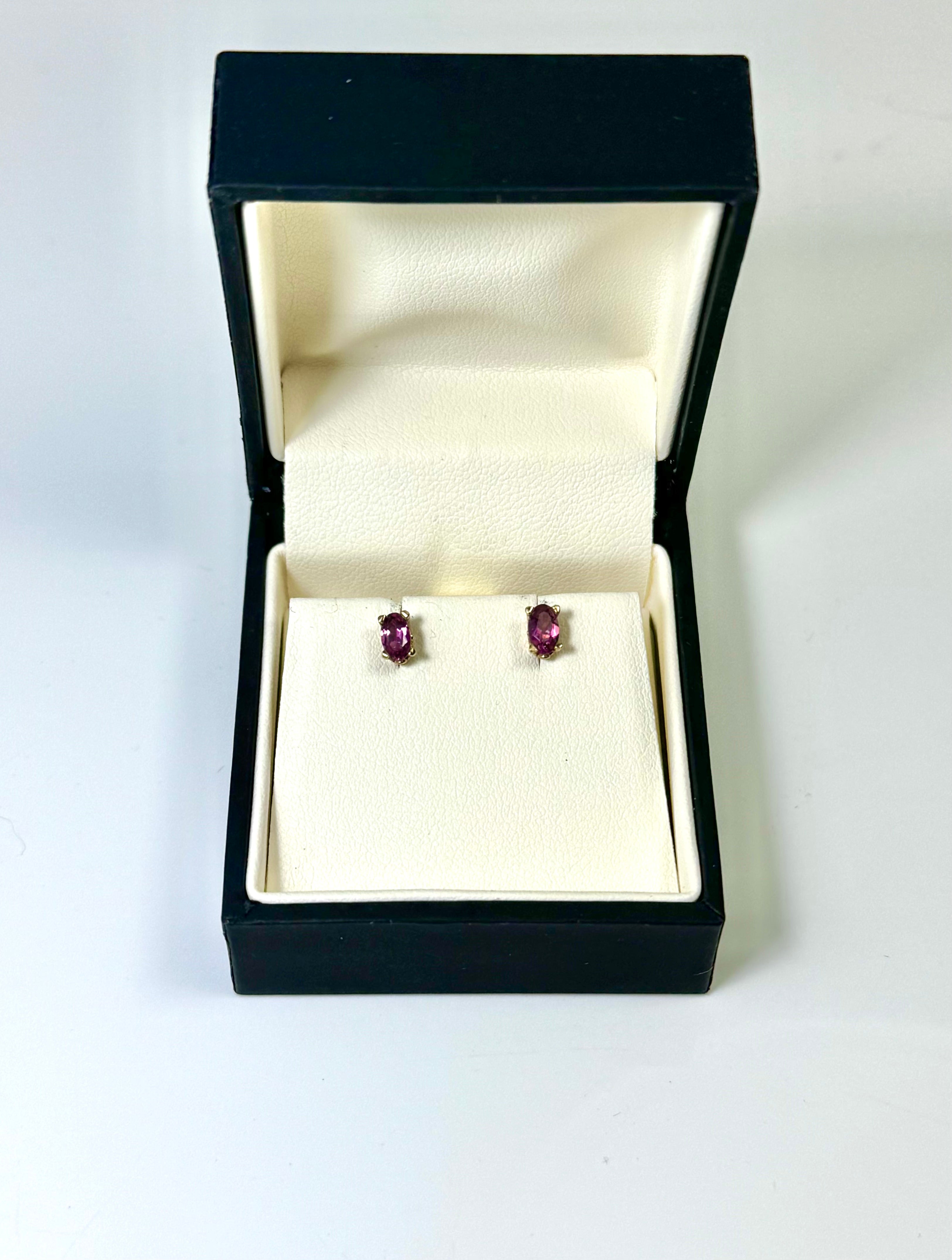Pink Oval Tourmaline Maine 14k Studs