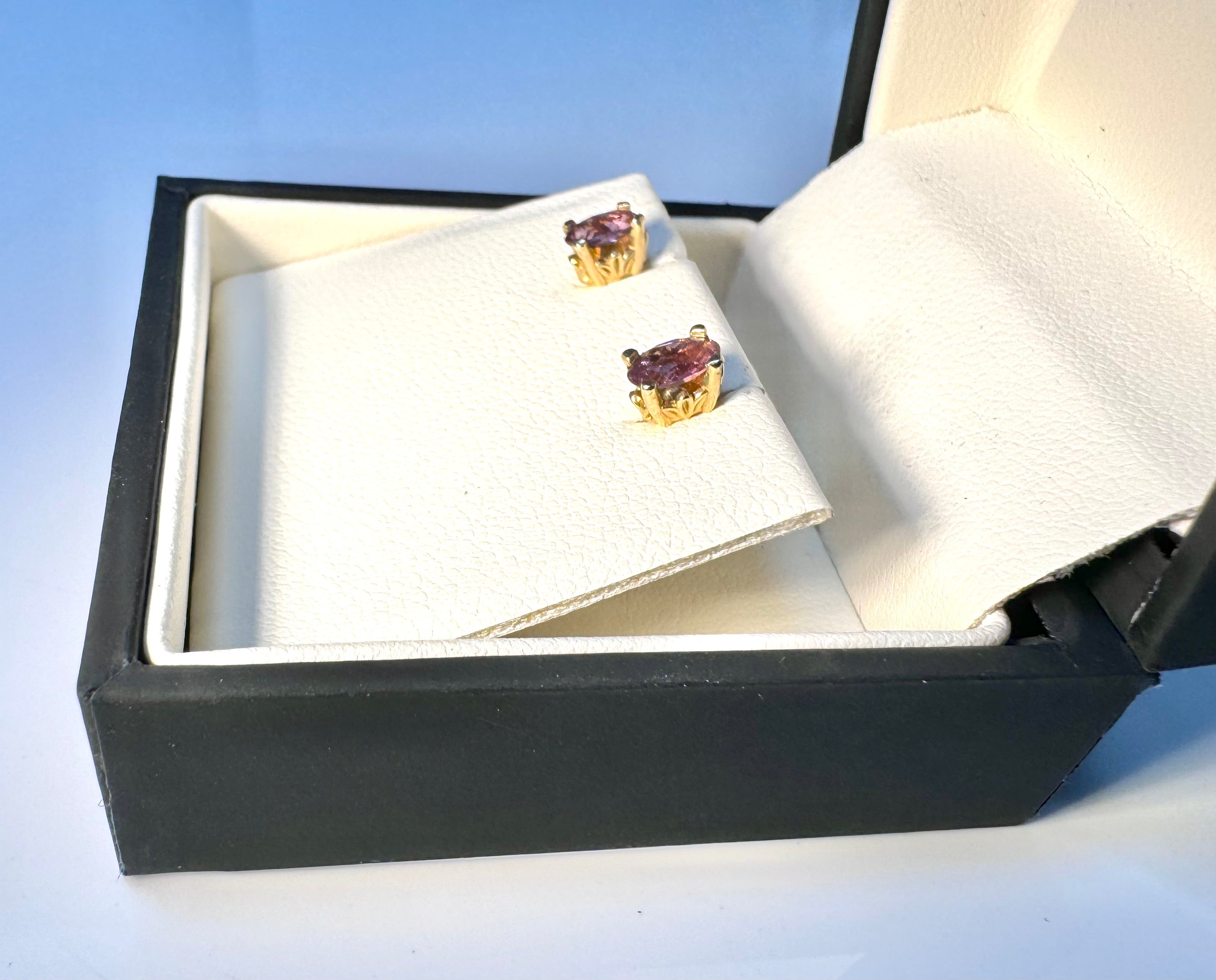 Pink Oval Tourmaline Maine 14k Studs