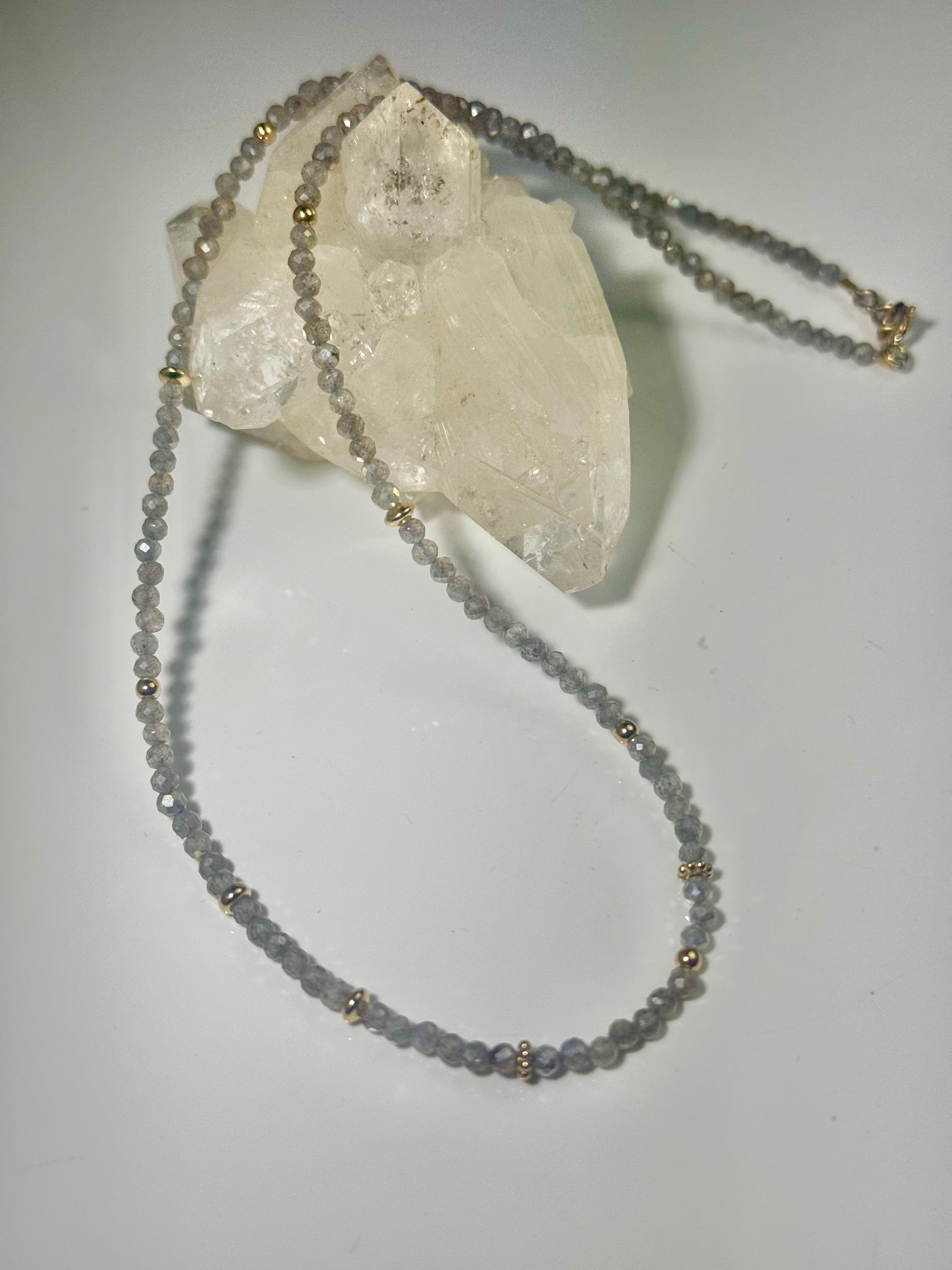 Labradorite & 14k Gold Bead Necklace