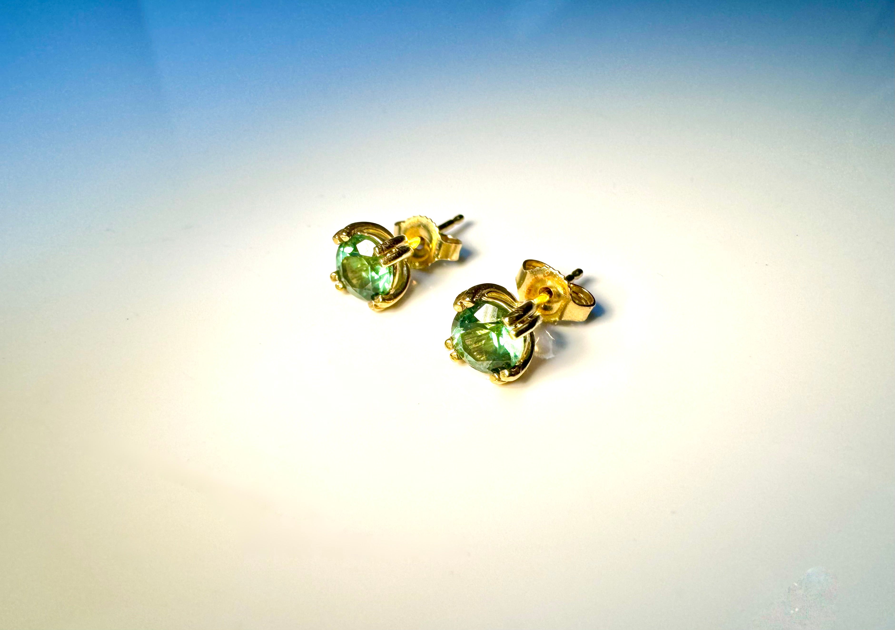 Green Tourmaline 18k Studs
