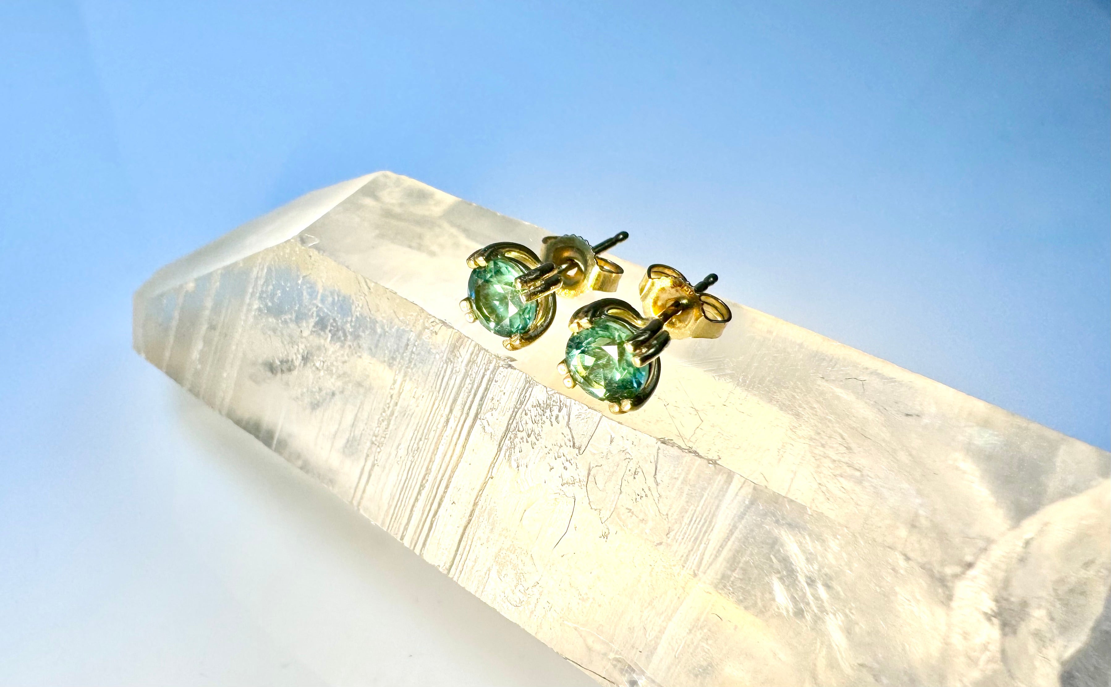 Green Tourmaline 18k Studs