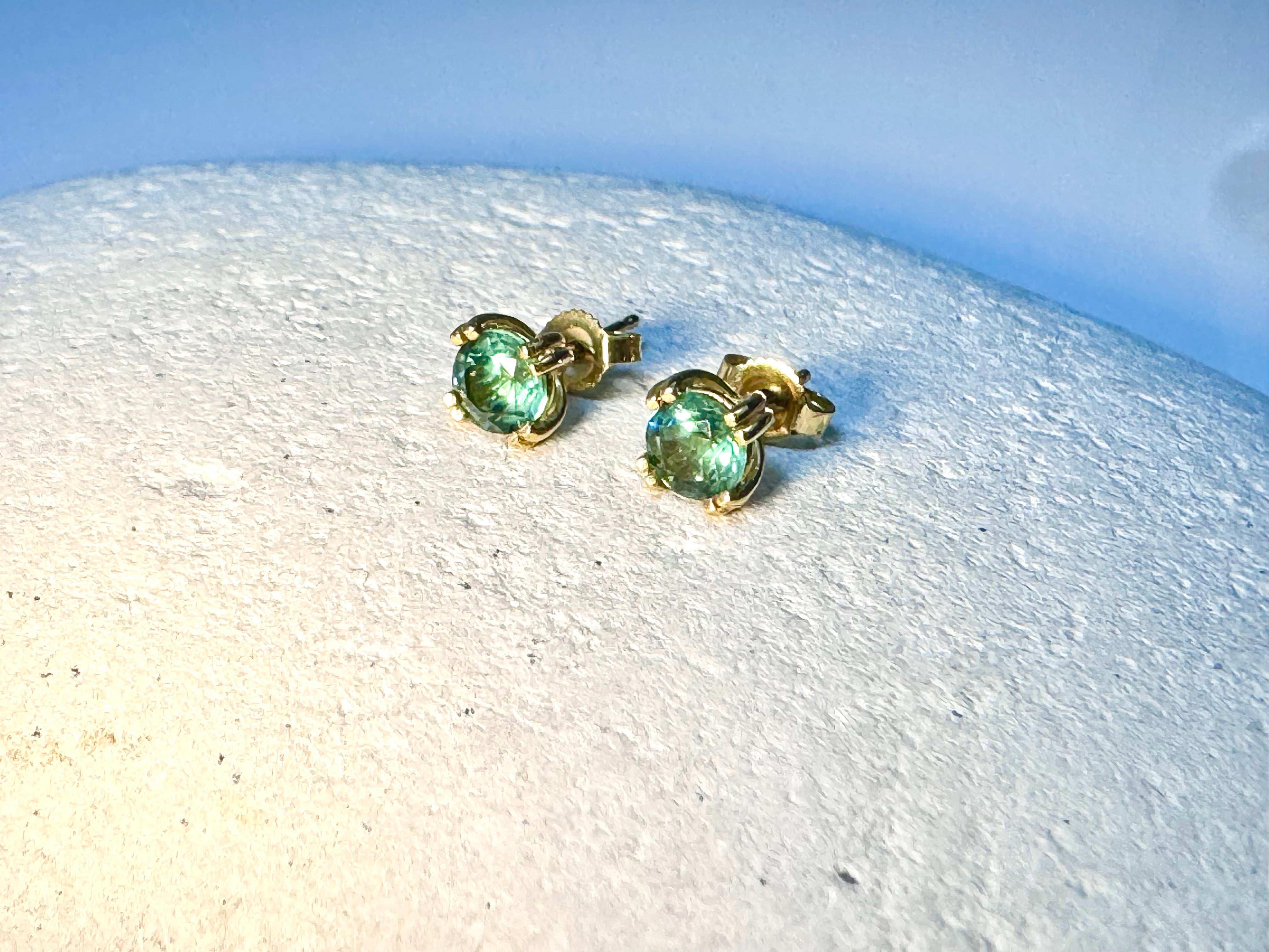 Green Tourmaline 18k Studs