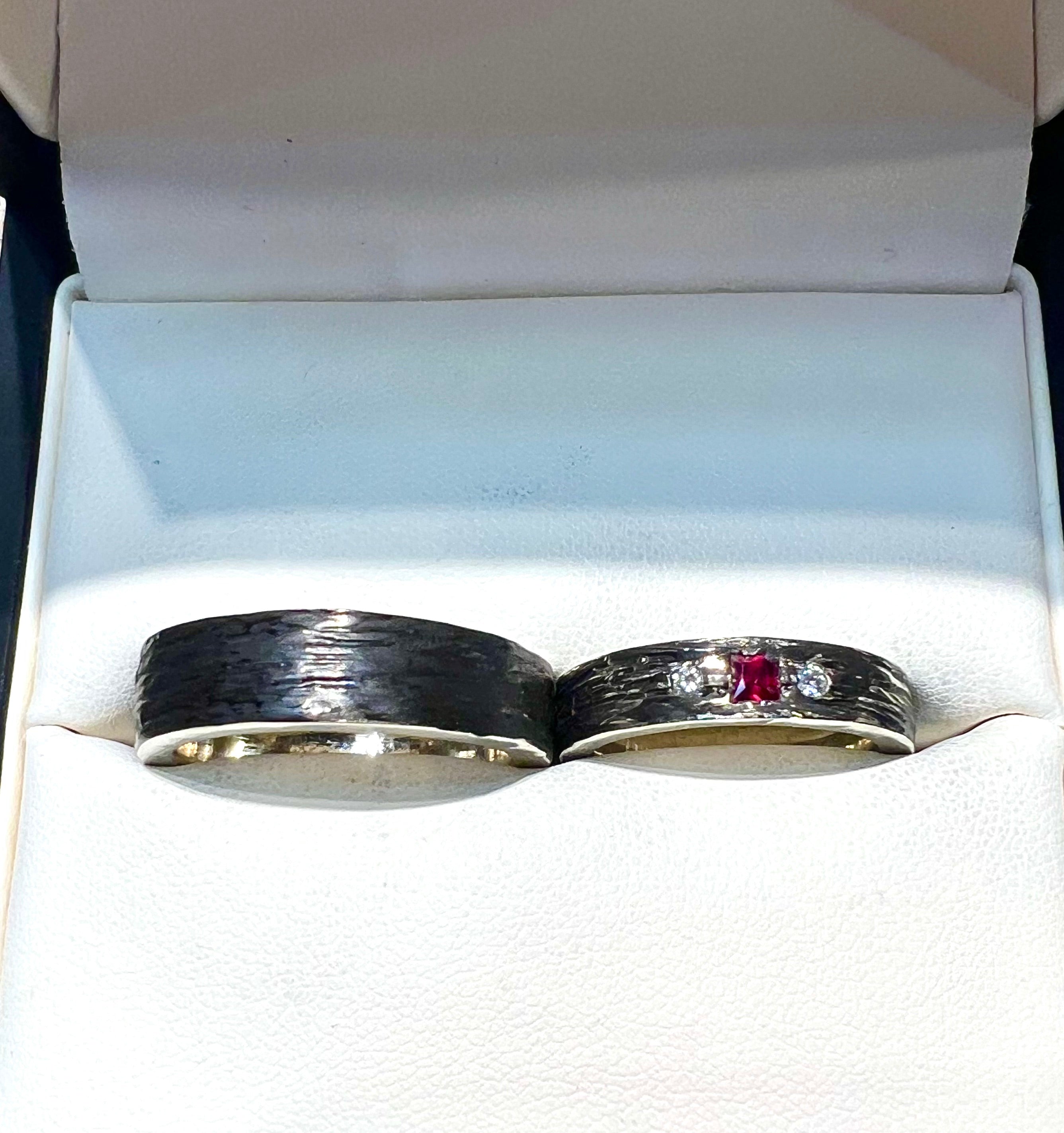 Ruby Diamond Wedding Band Set
