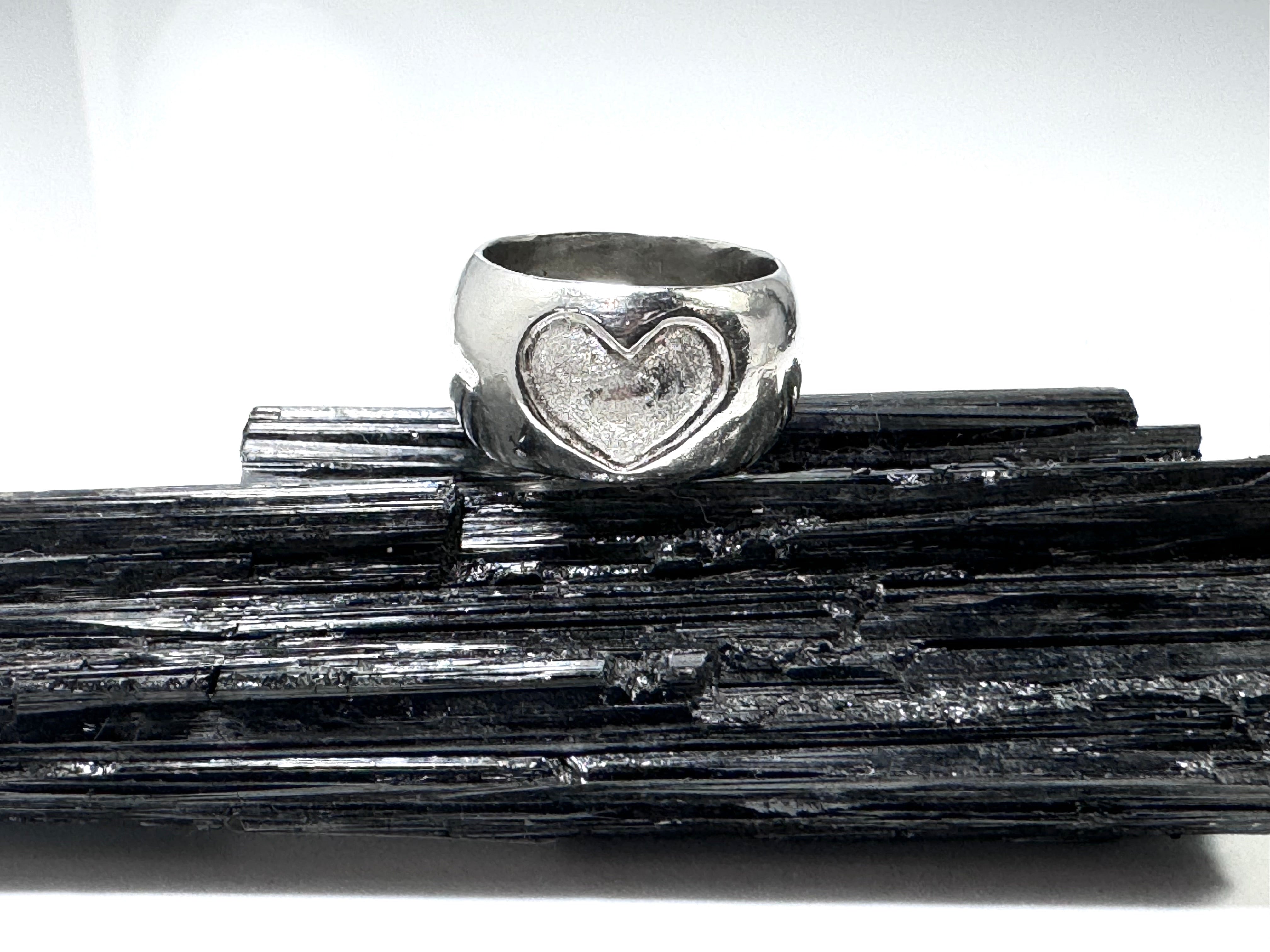 Heart Carve Wide Sterling Band