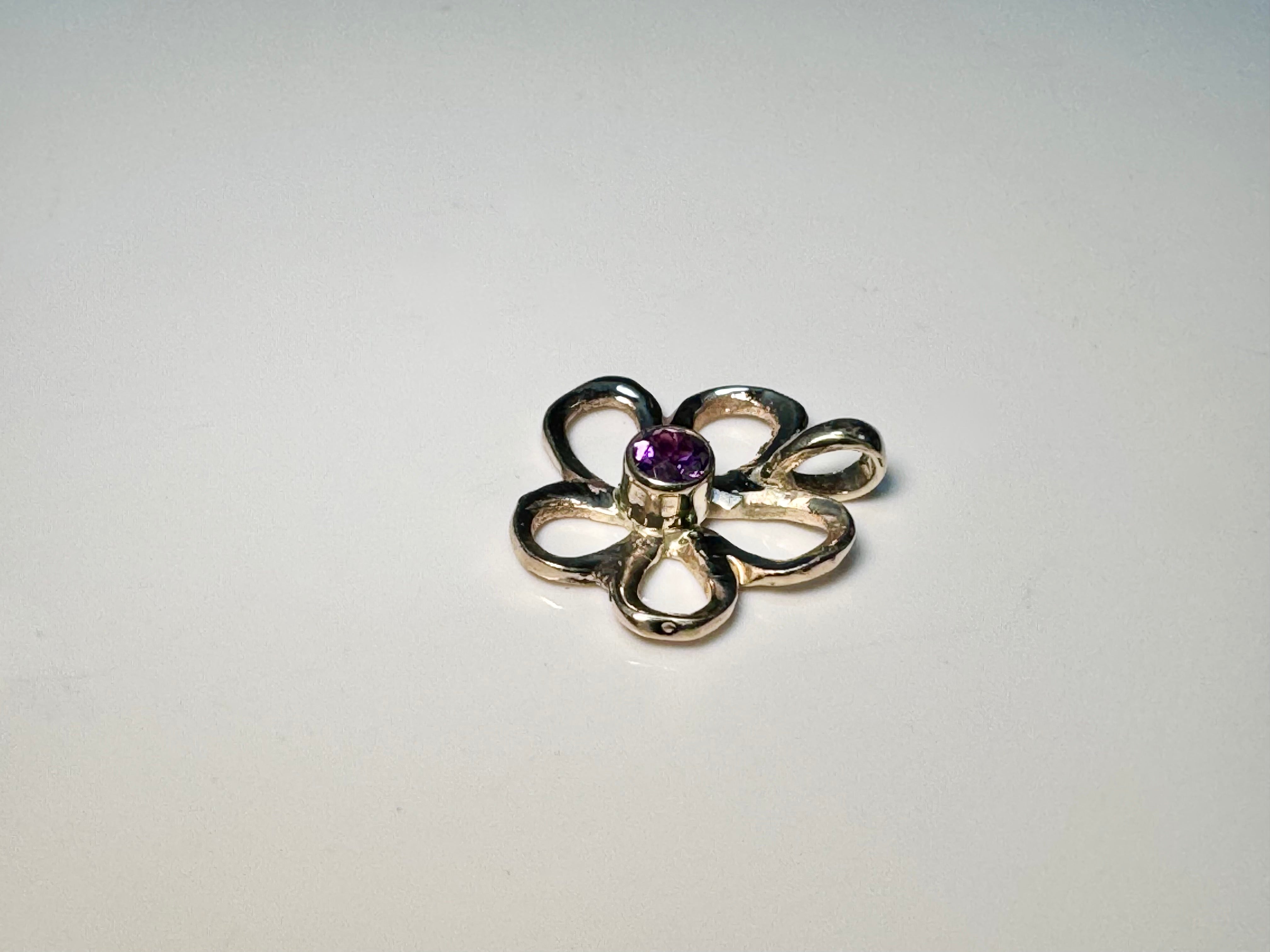 Amethyst Open Flower 14k Pendant