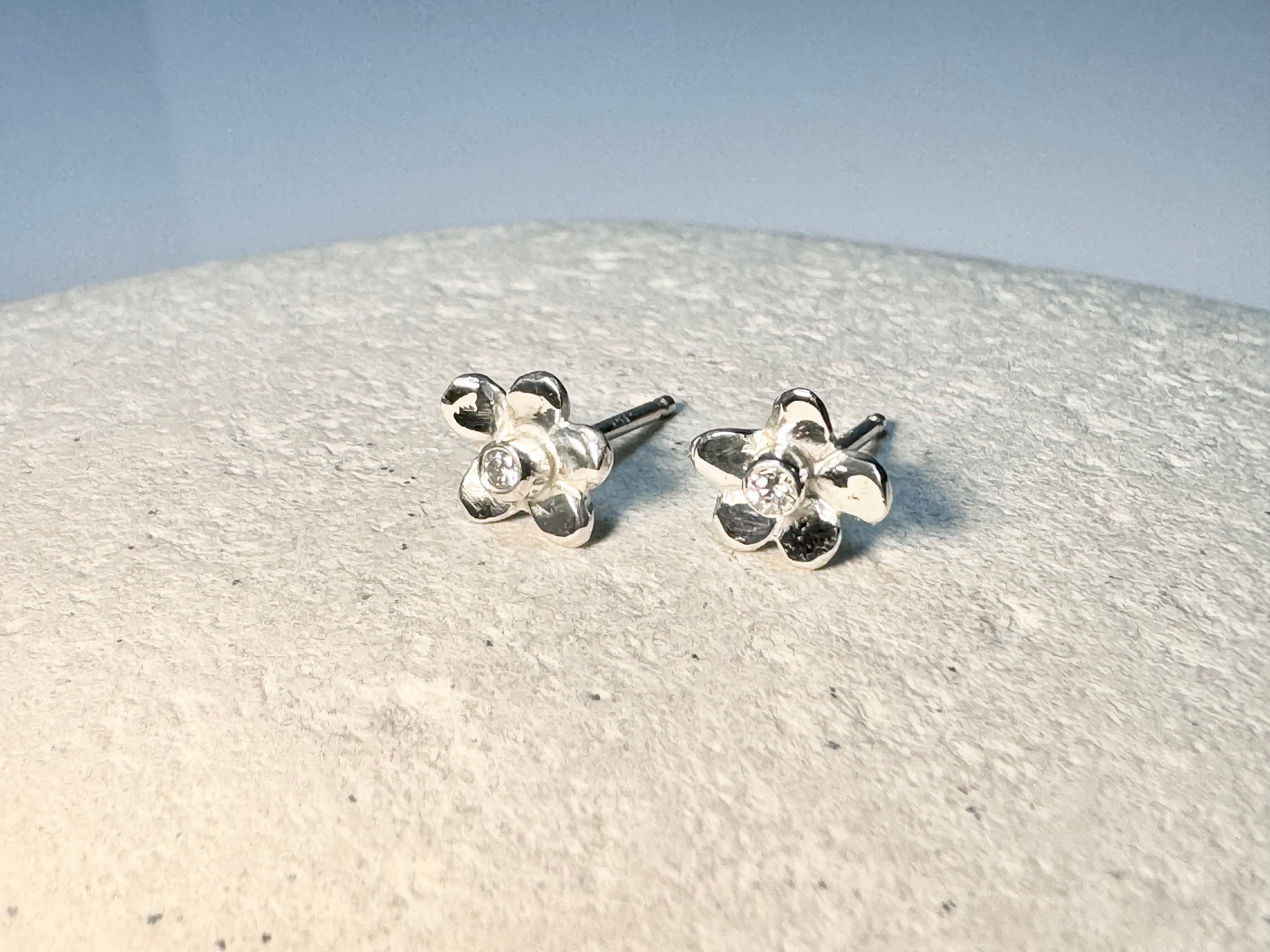 Diamond Flower Sterling Studs
