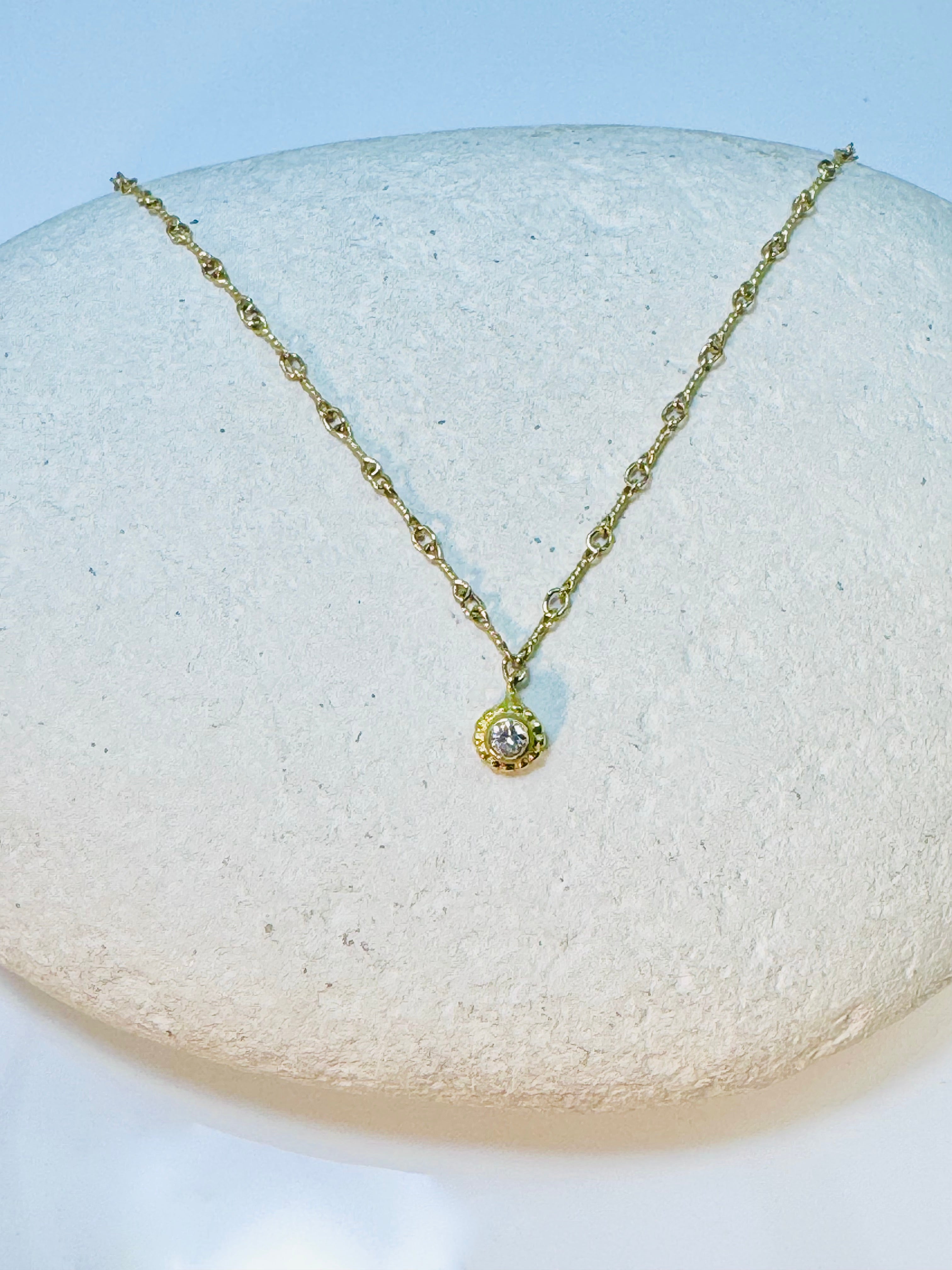 Diamond Beaded Fine Gold Necklace