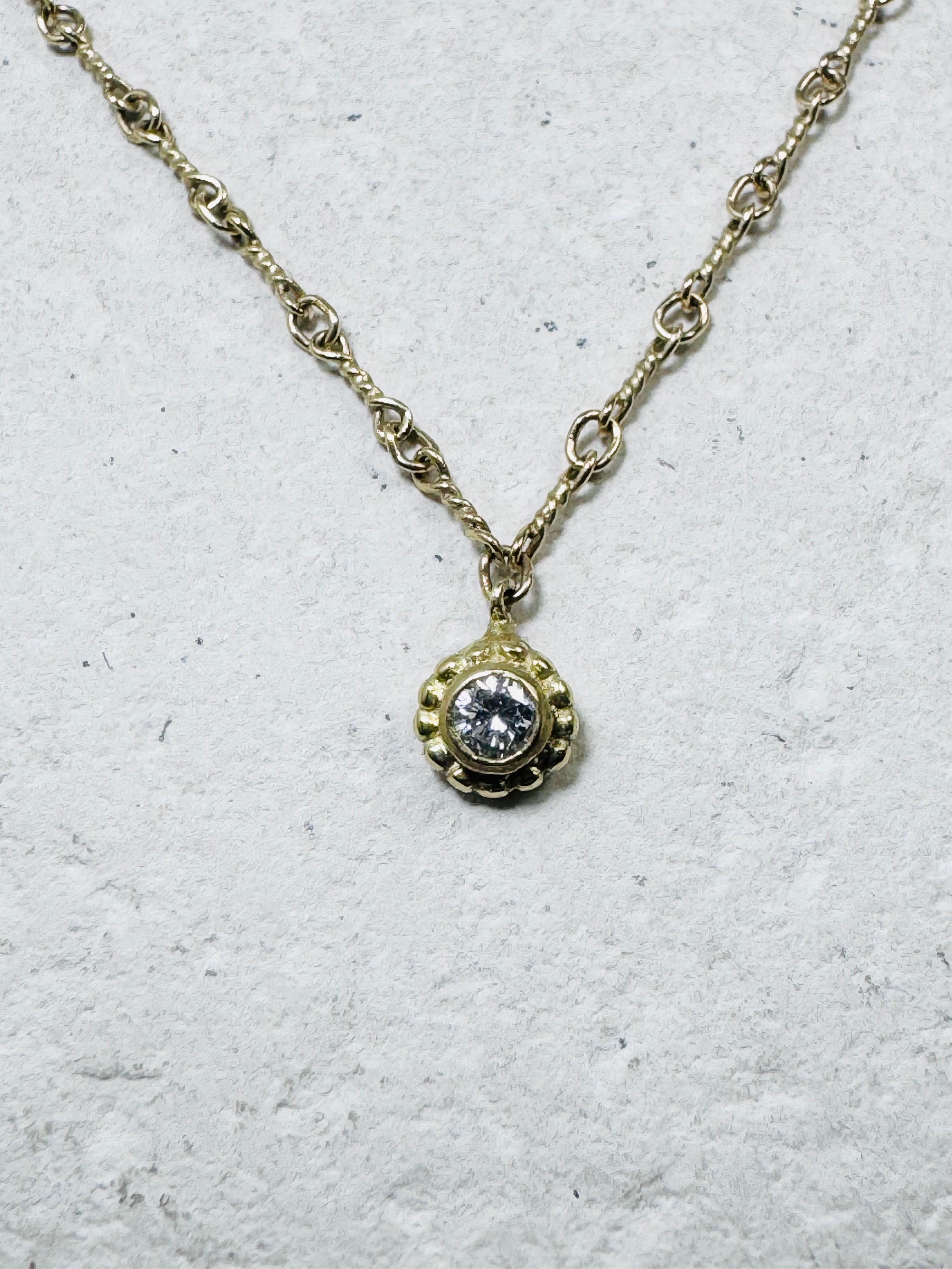 Diamond Beaded Fine Gold Necklace