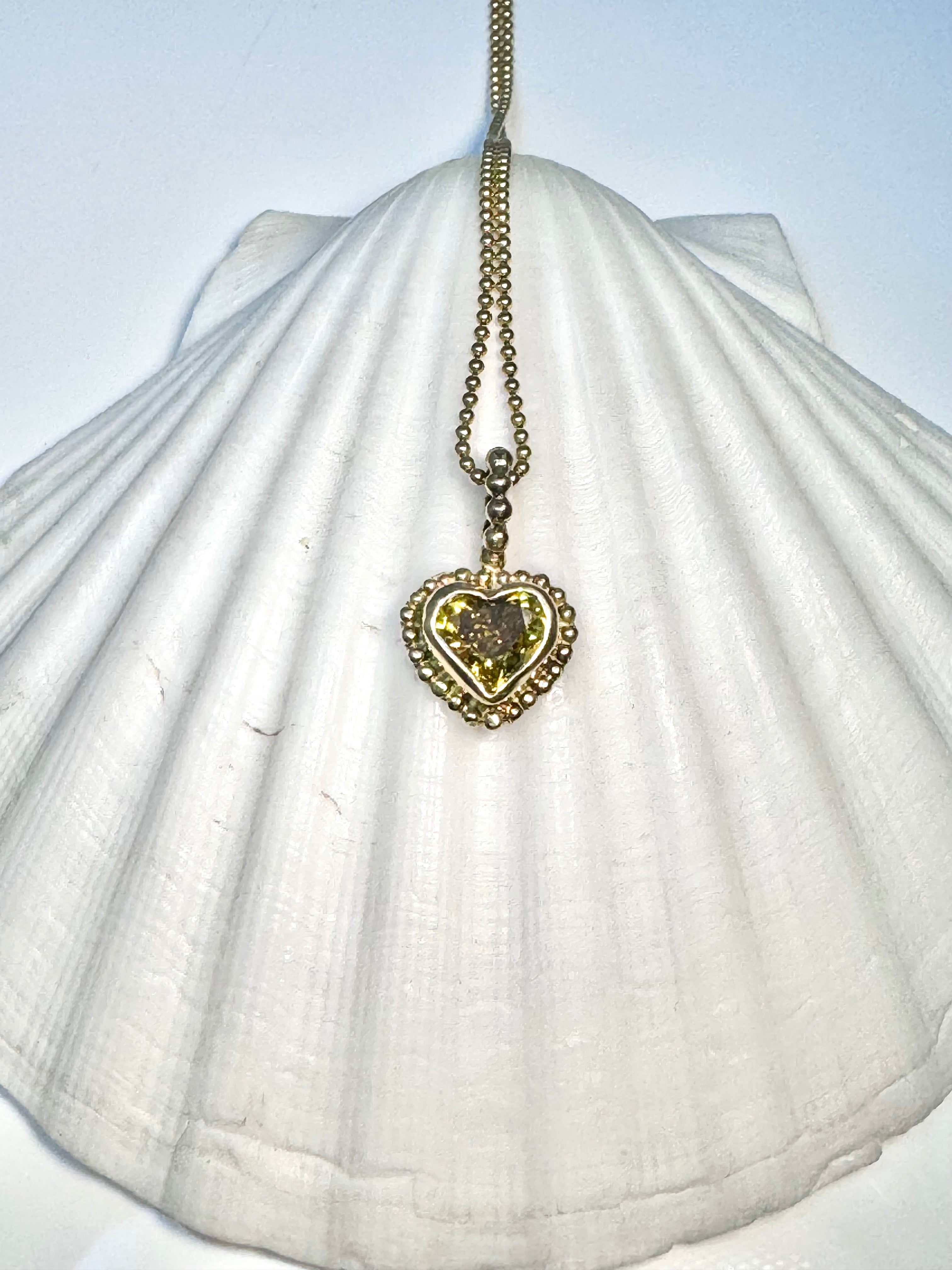 Yellow Diamond Heart 18k Pendant