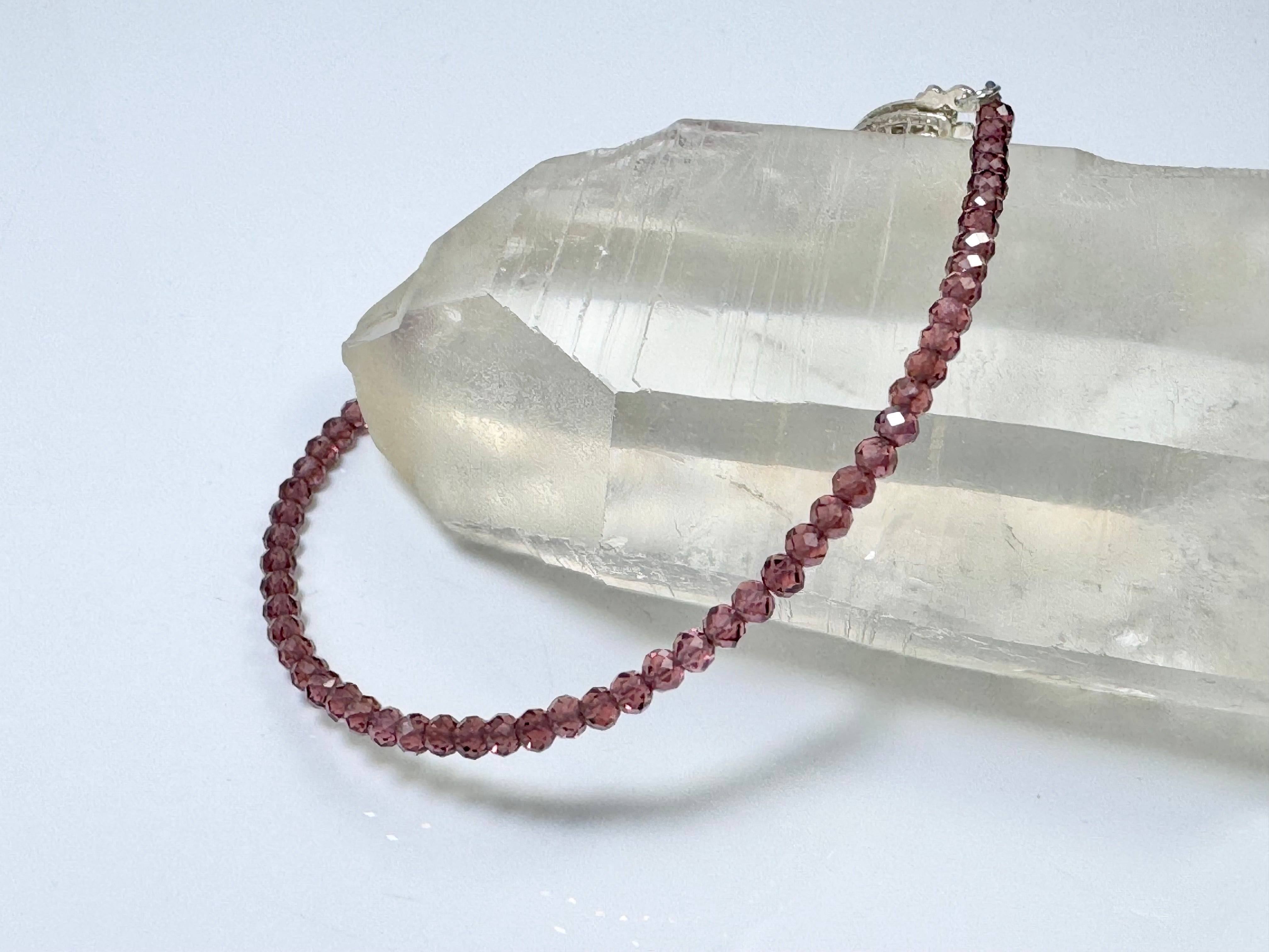 Garnet Faceted Bead Sterling Bracelet