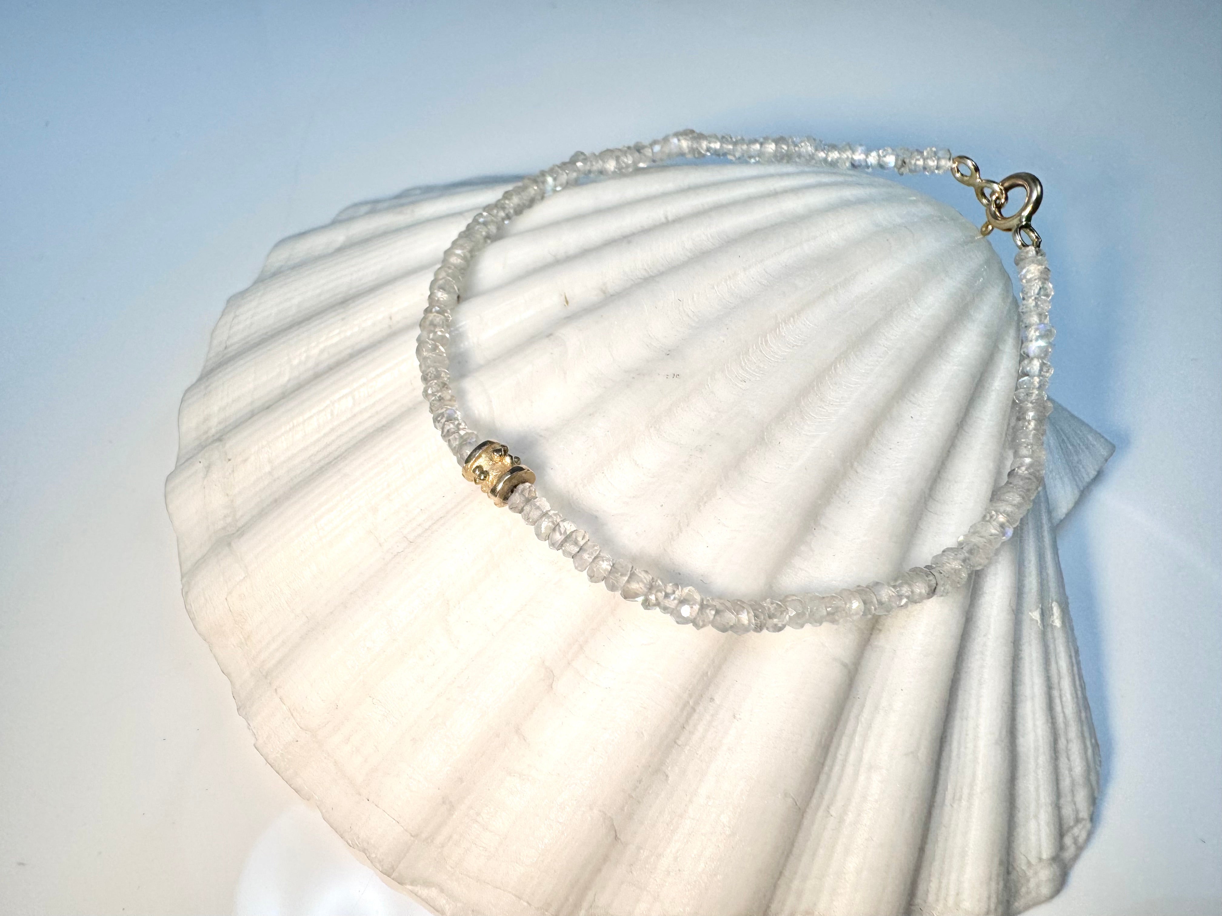 Rainbow Moonstone 14k Rondelle Bead Bracelet