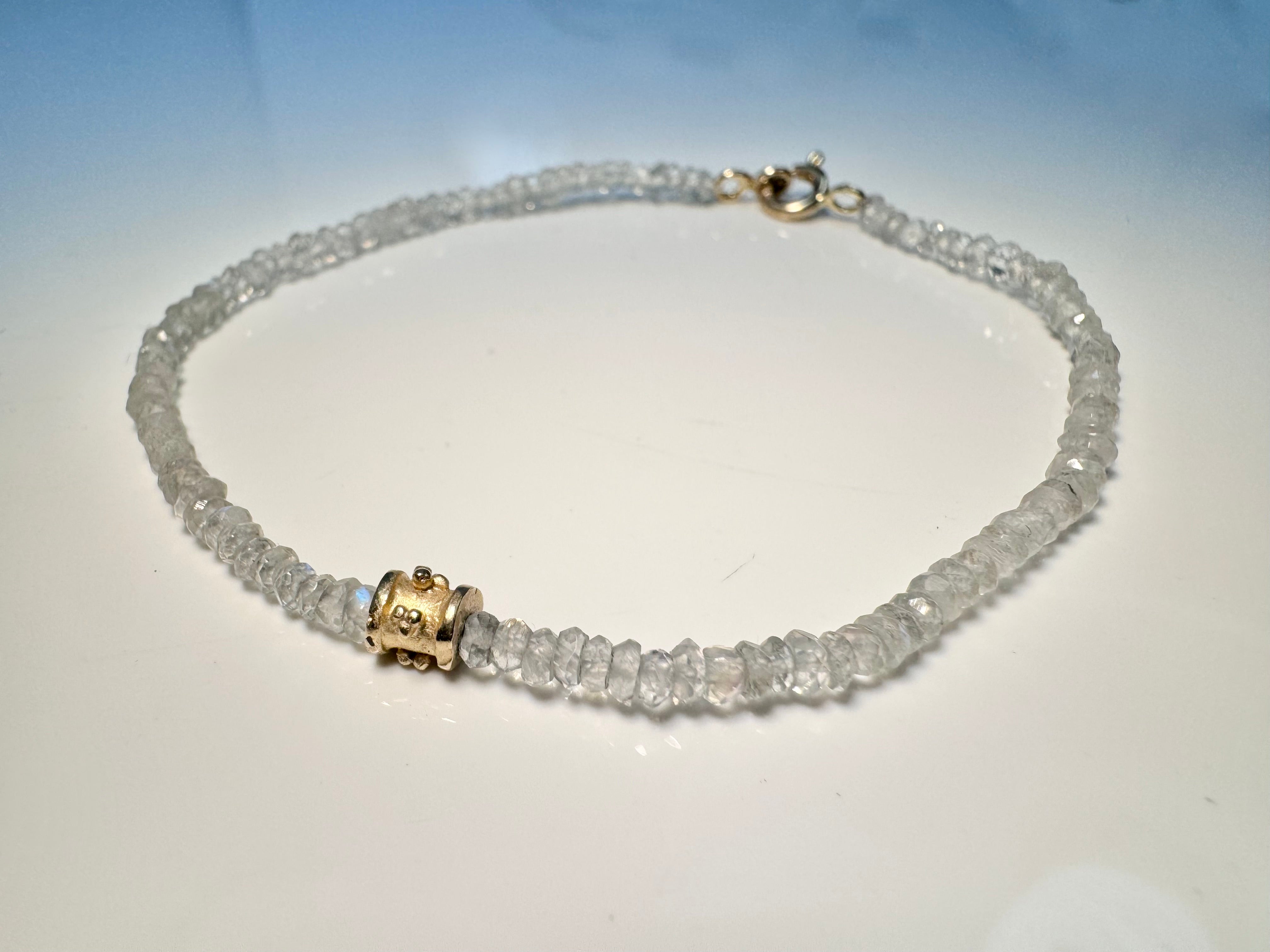 Rainbow Moonstone 14k Rondelle Bead Bracelet