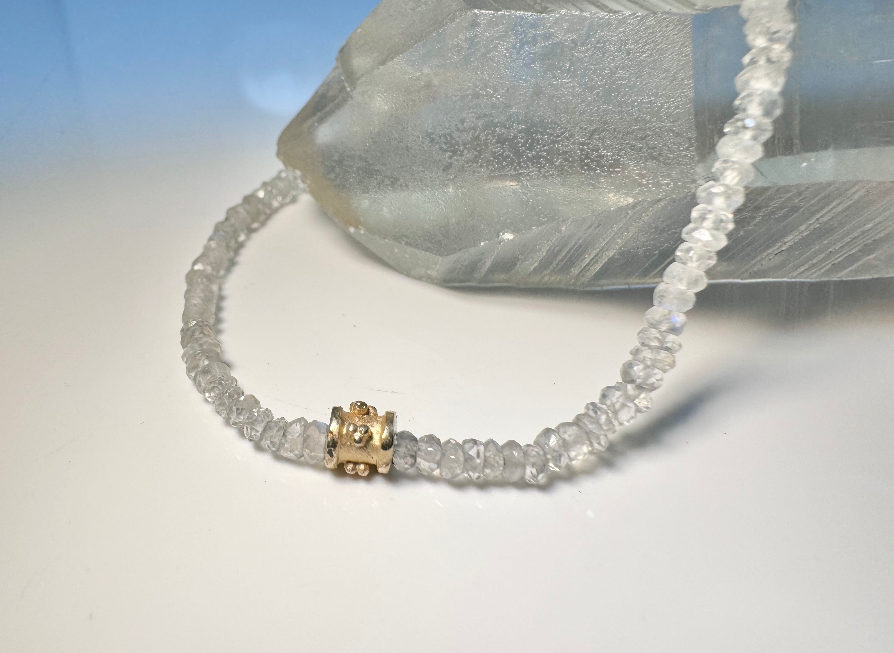 Rainbow Moonstone 14k Rondelle Bead Bracelet