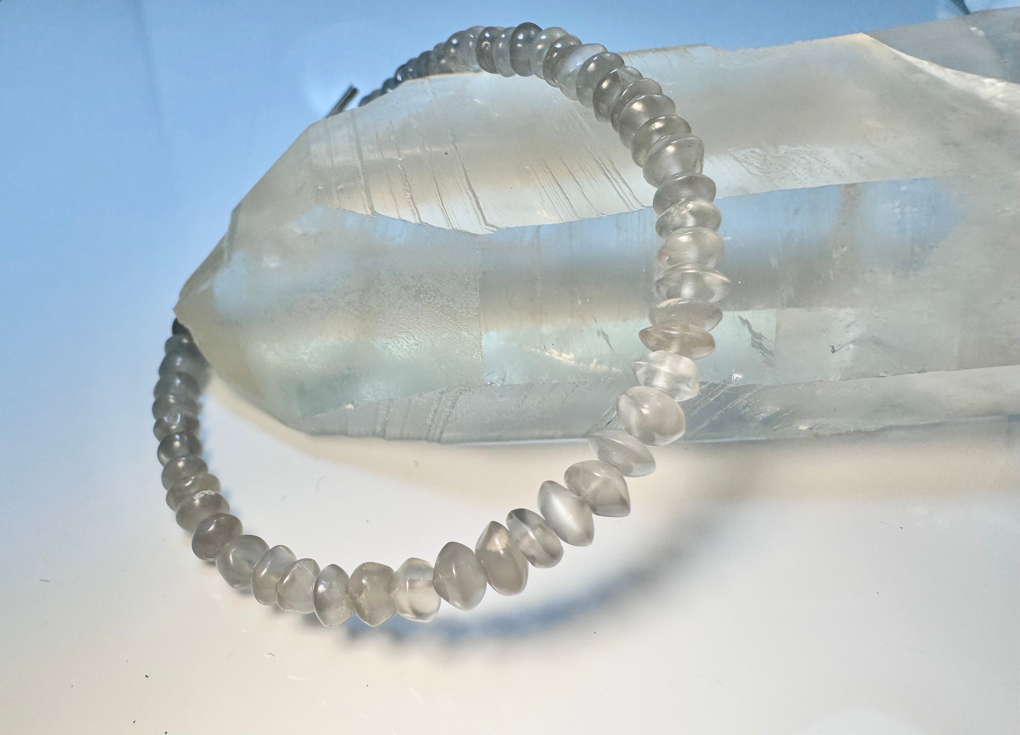 Grey Moonstone Bead Bracelet