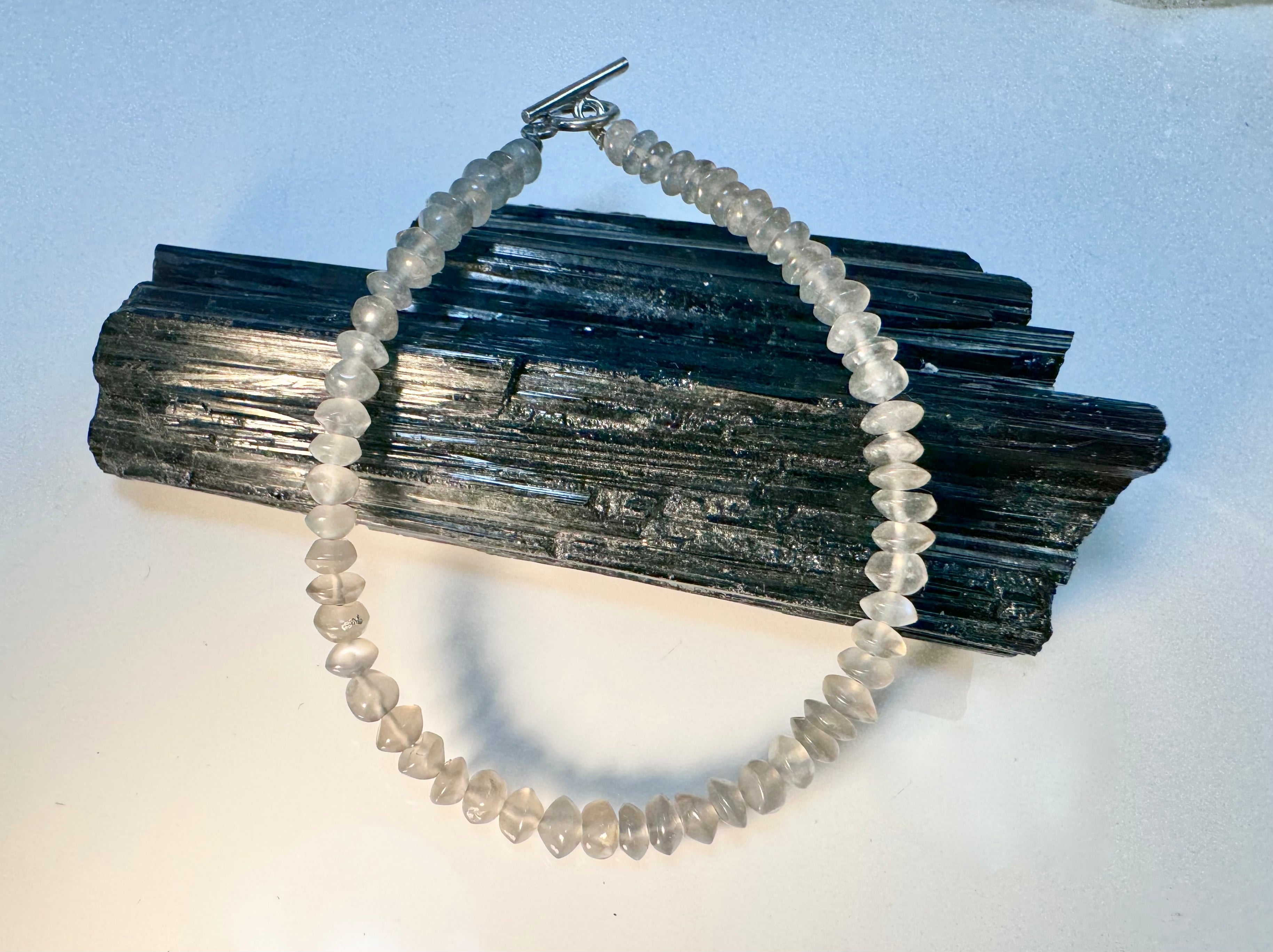 Grey Moonstone Bead Bracelet