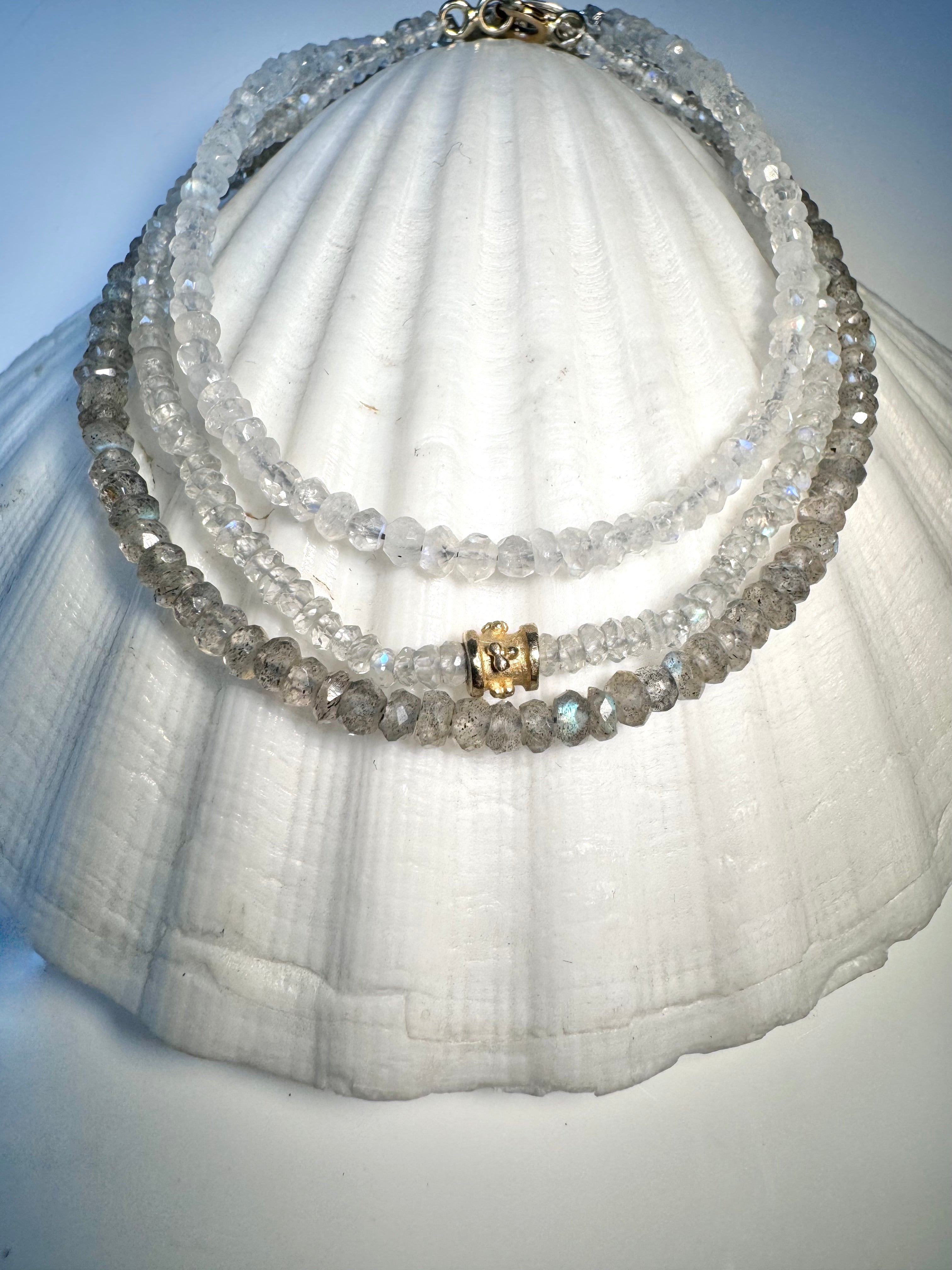 Rainbow Moonstone 14k Rondelle Bead Bracelet