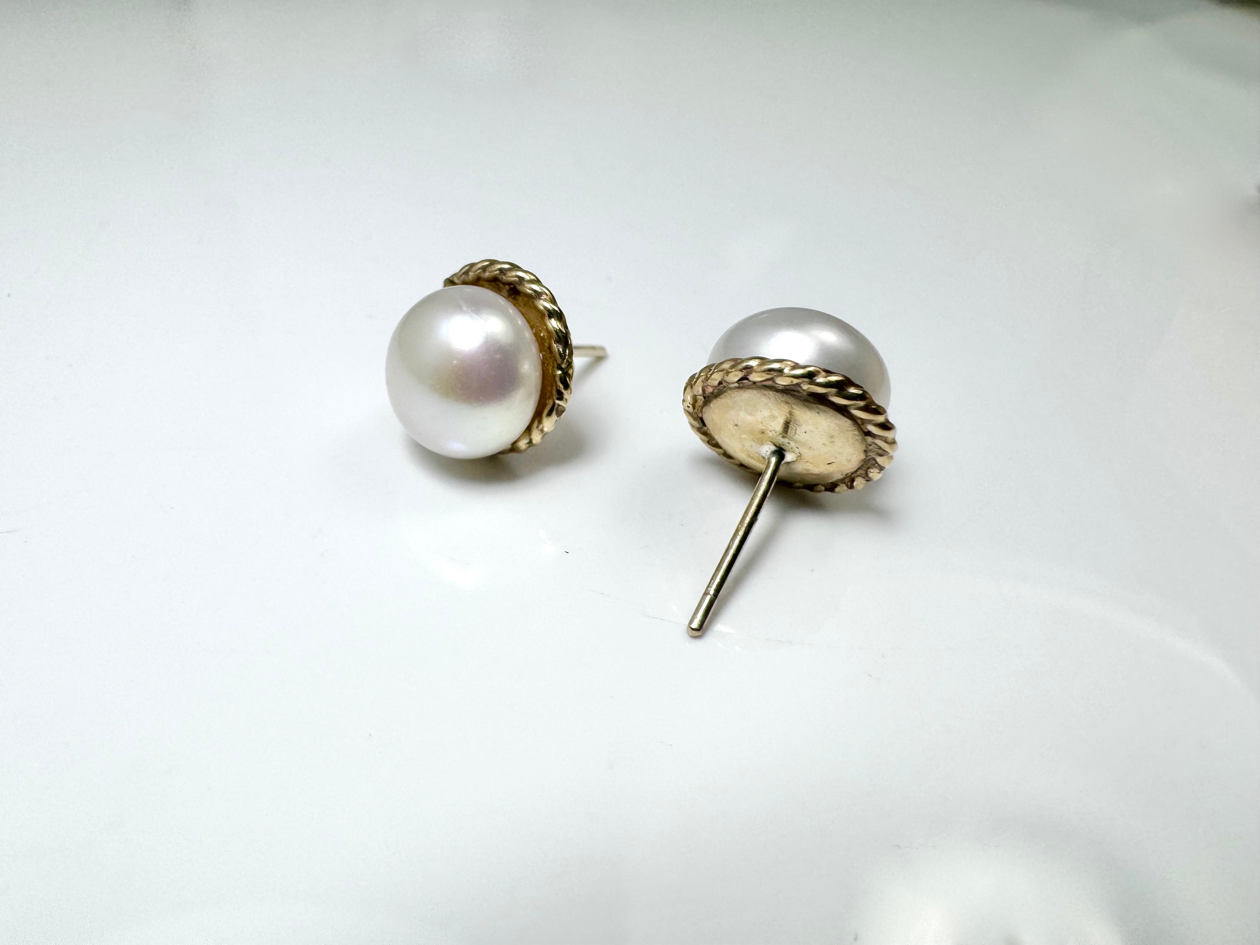 Pearl Rope Edge 14k Studs