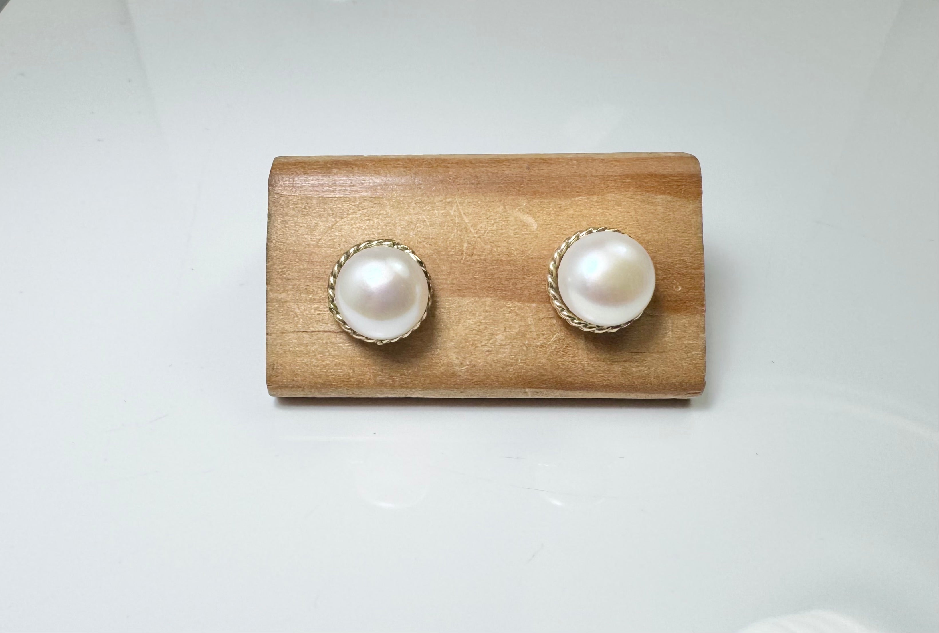 Pearl Rope Edge 14k Studs