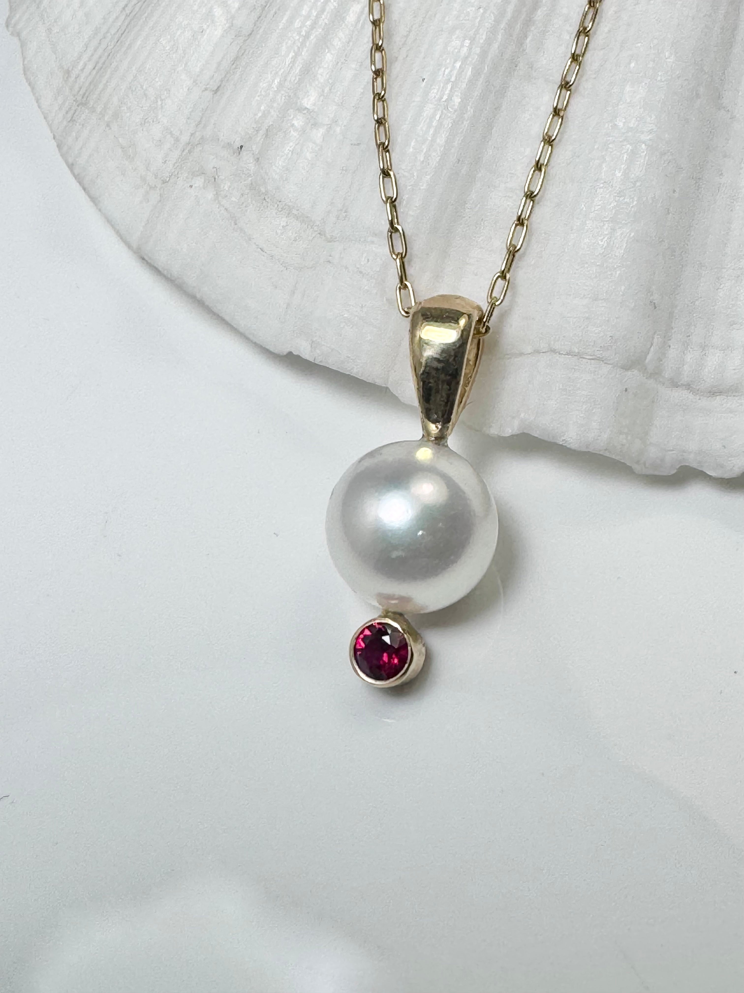 Akoya Pearl Ruby 14k Pendant