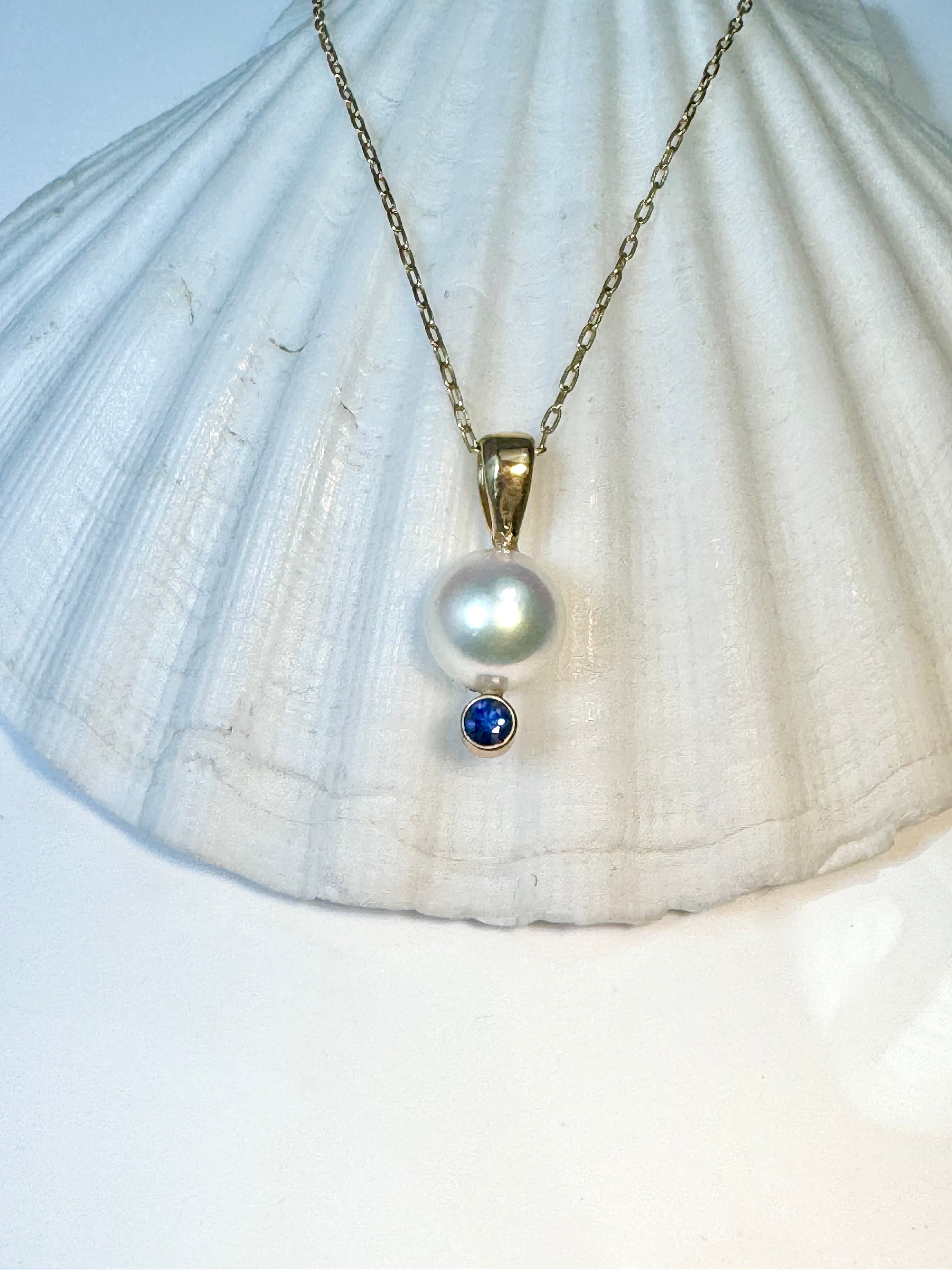 Akoya Sapphire 14k Pendant