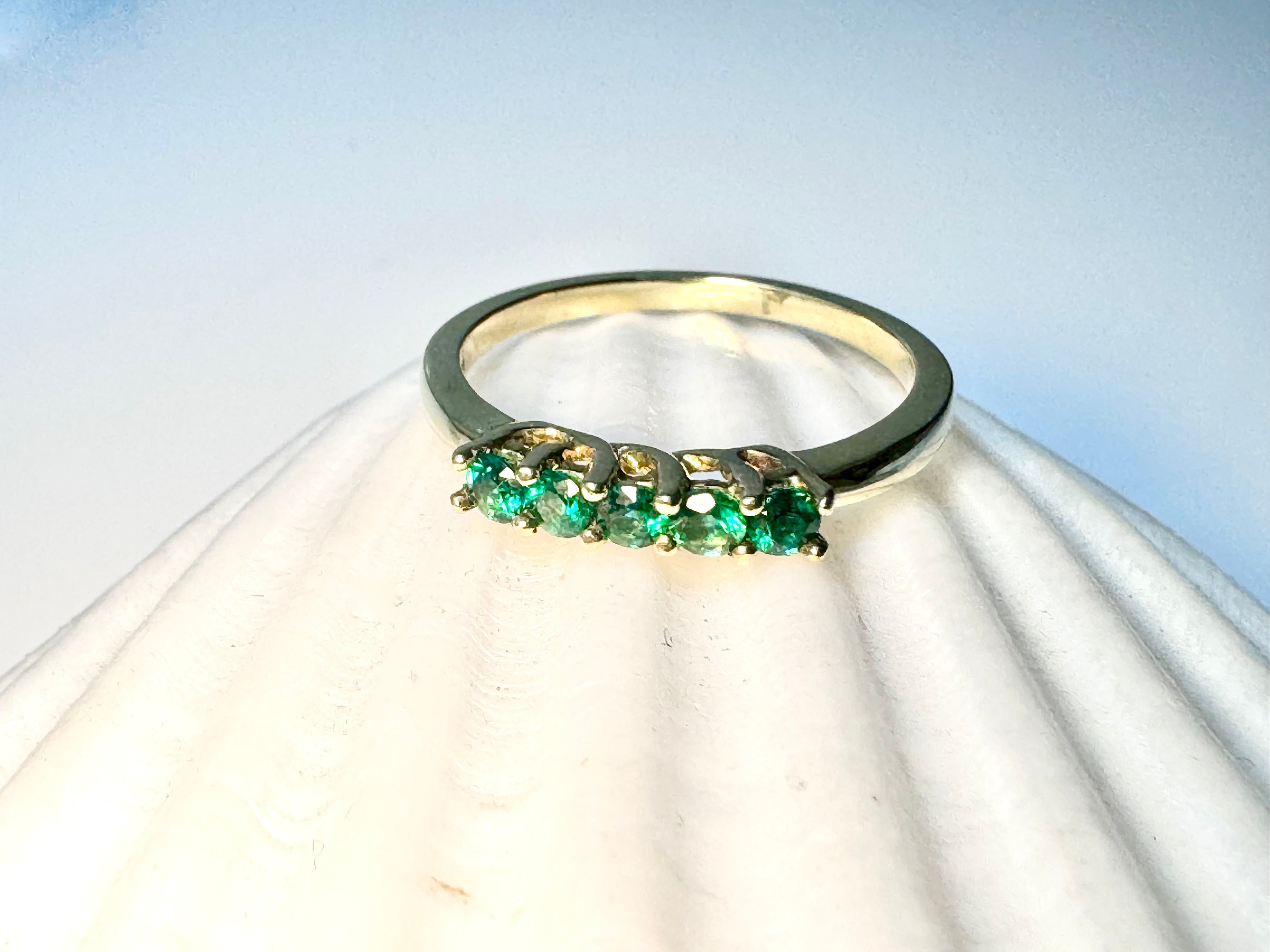 Emerald 5 Stone 18k Ring