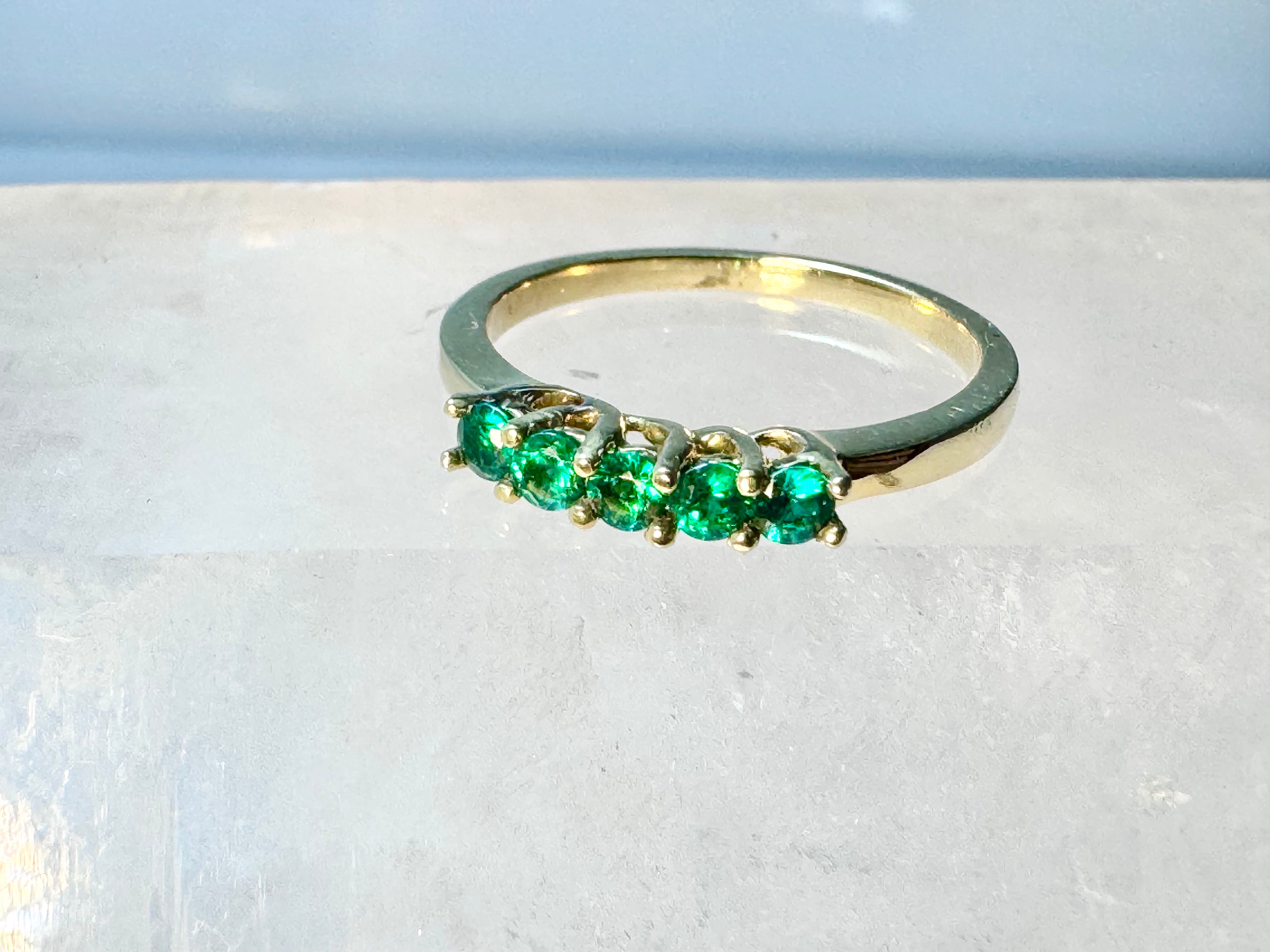 Emerald 5 Stone 18k Ring
