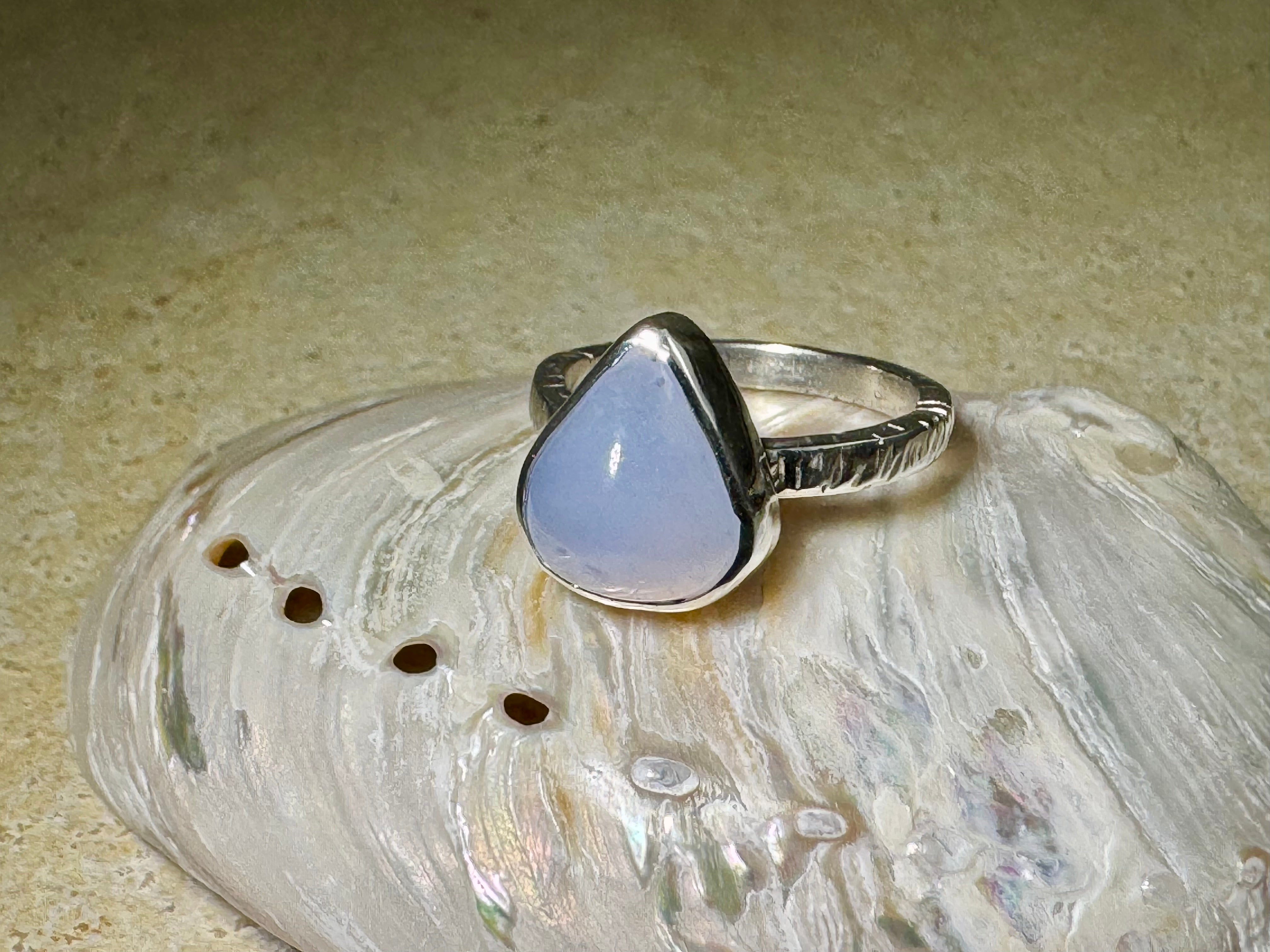 Chalcedony Tear Shaped Sterling Ring