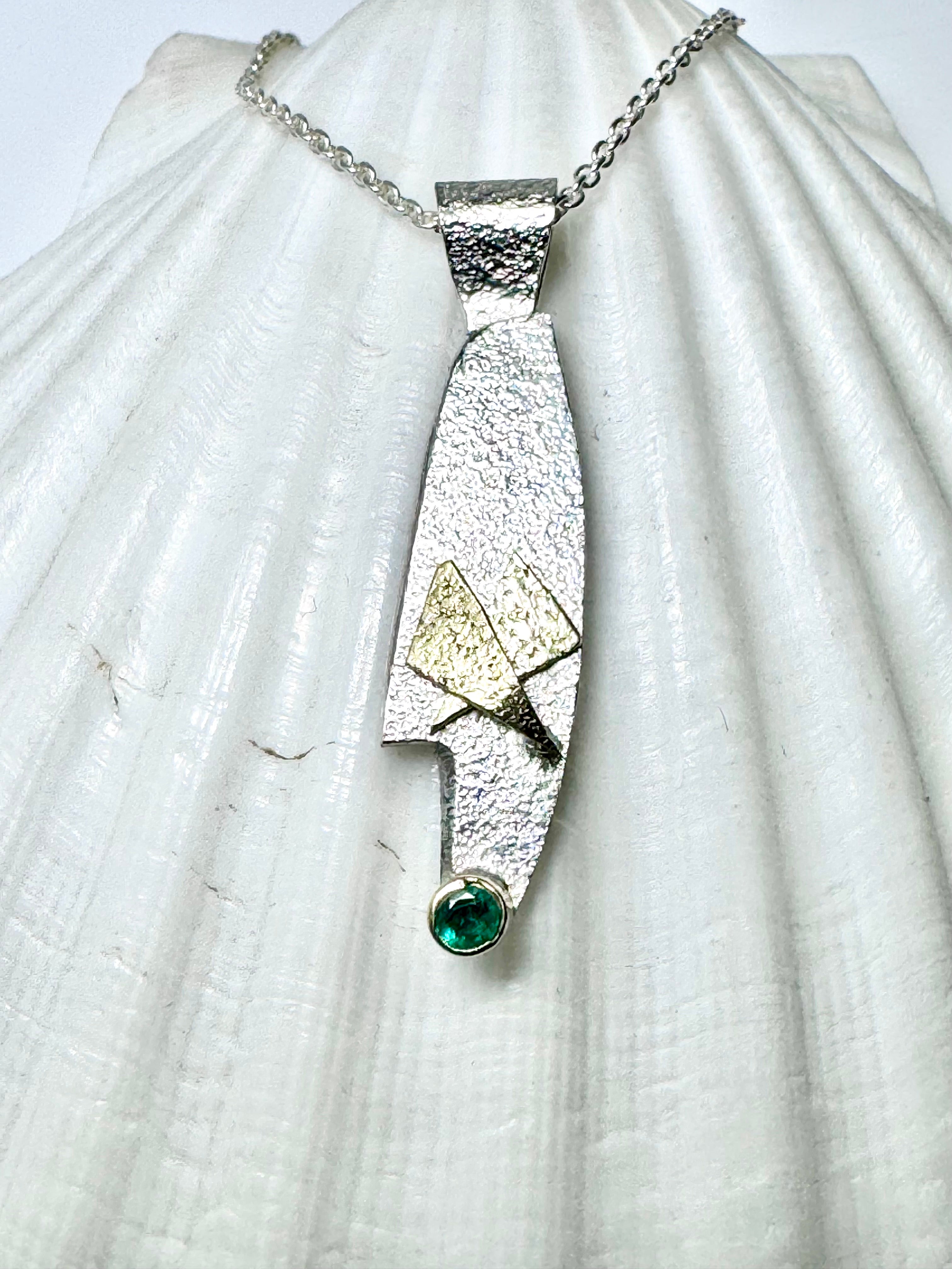 Emerald Textured Free Form Pendant