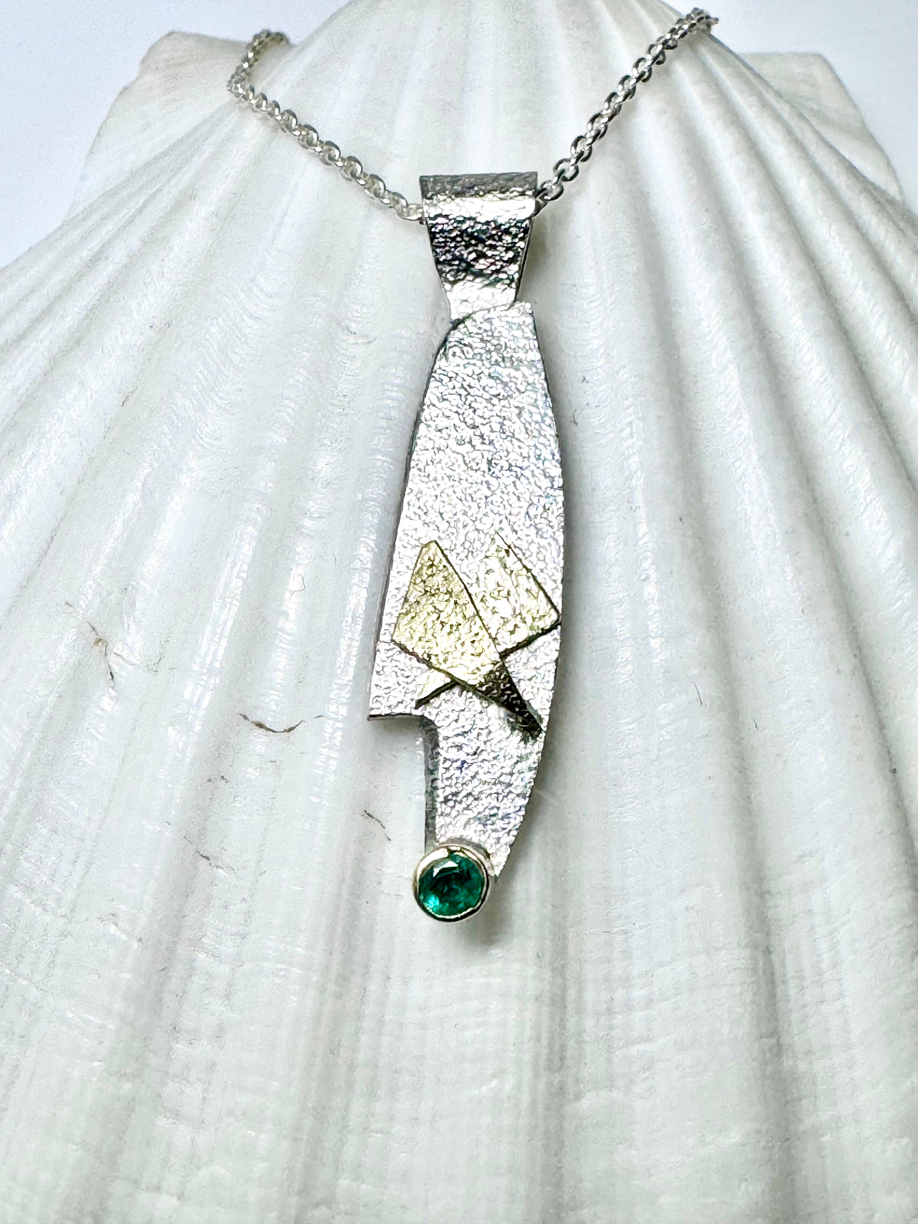 Emerald Textured Free Form Pendant