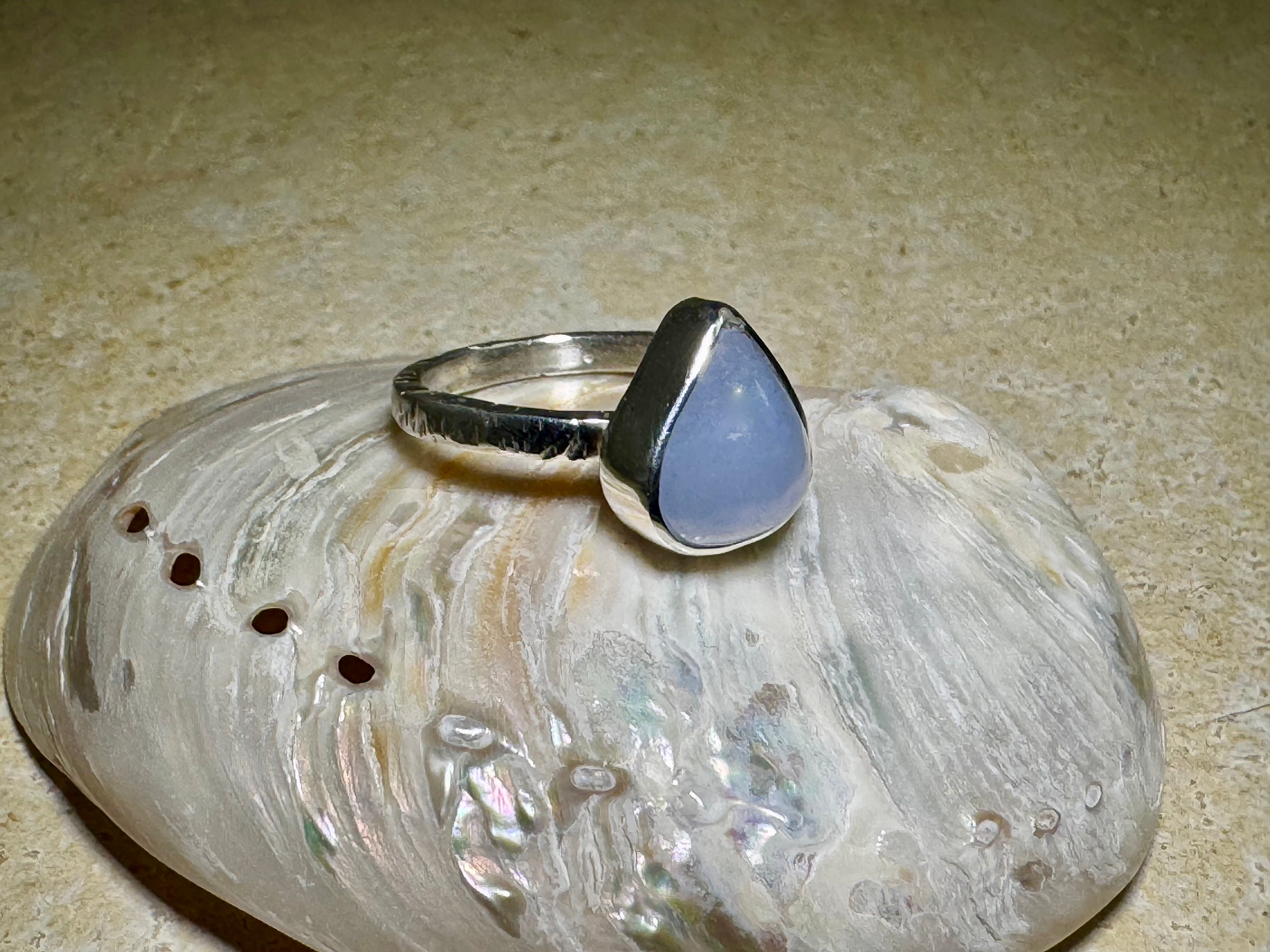 Chalcedony Tear Shaped Sterling Ring