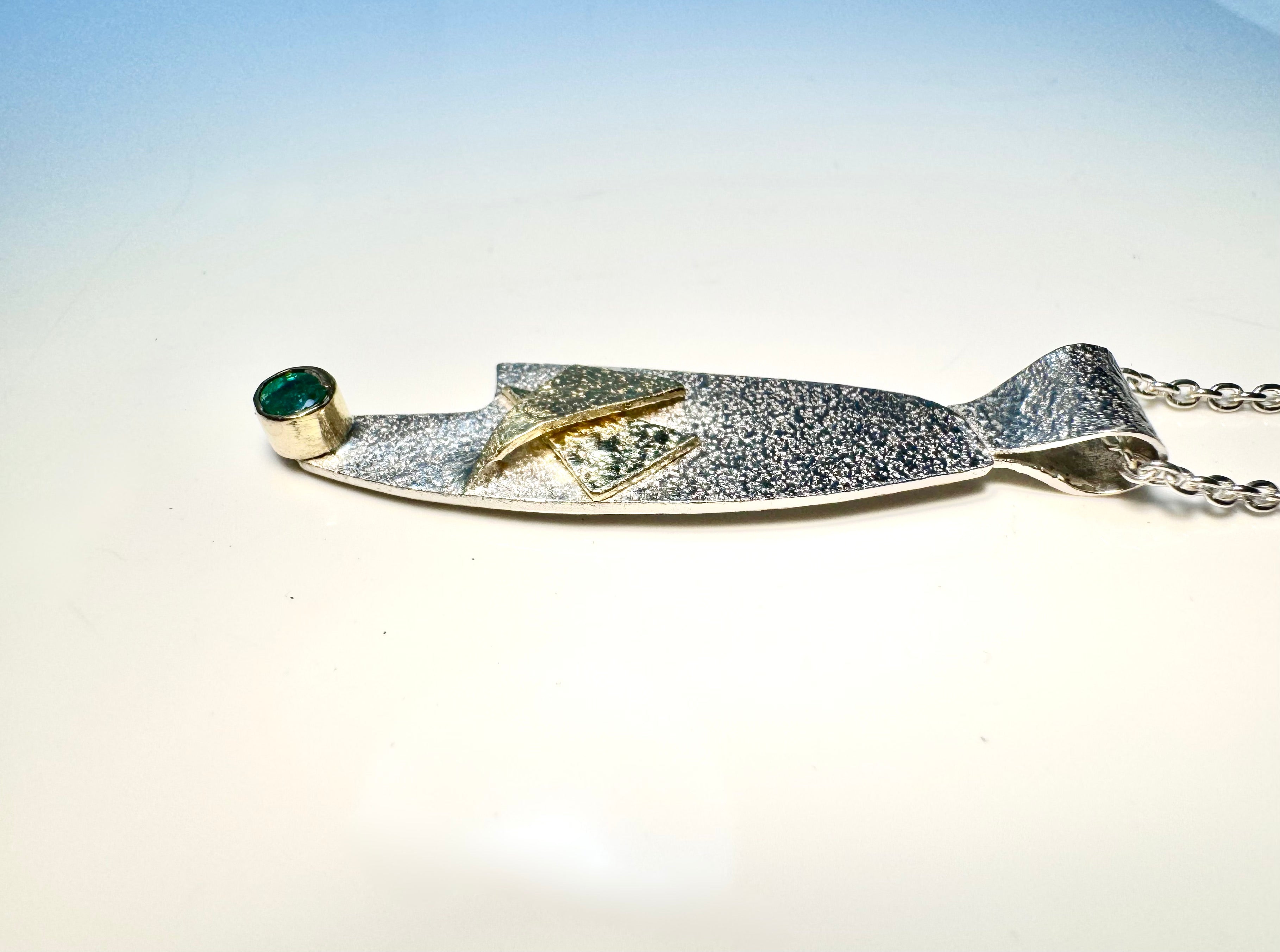 Emerald Textured Free Form Pendant