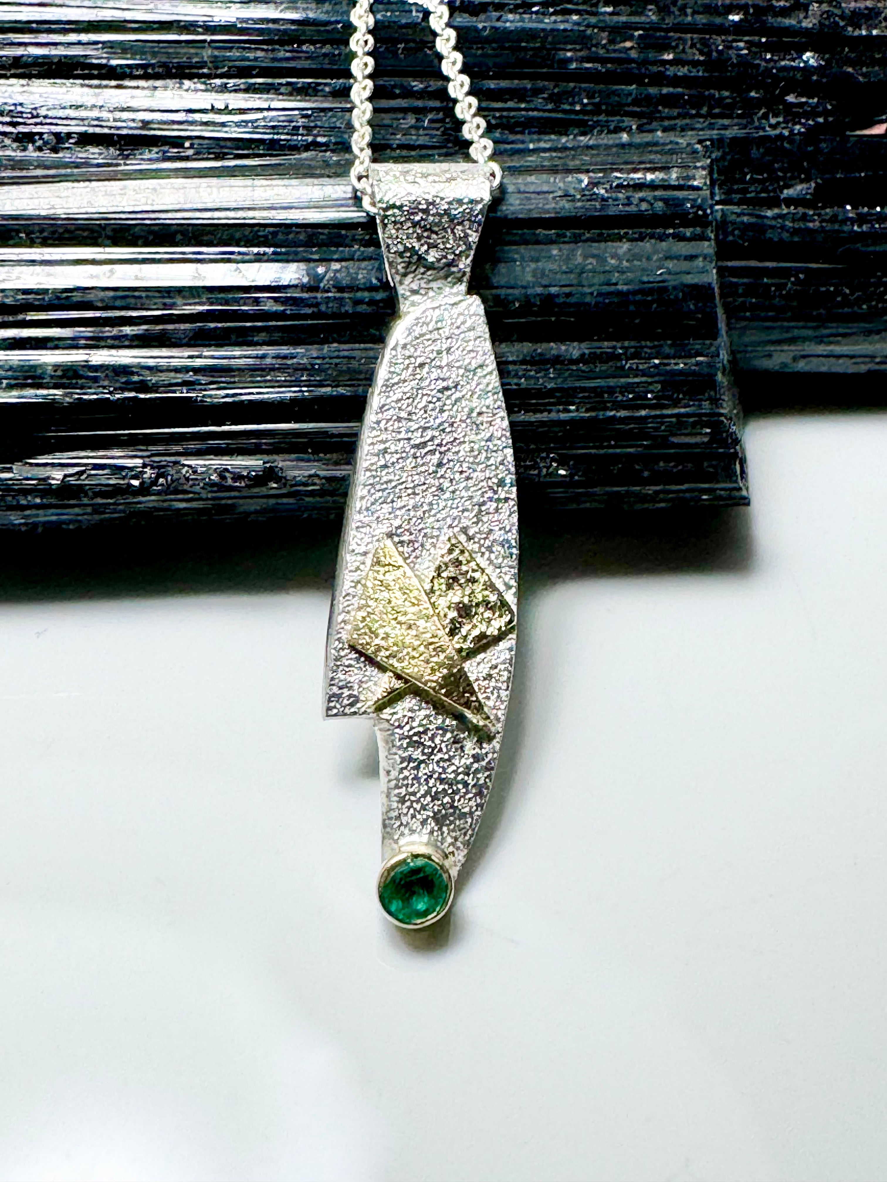 Emerald Textured Free Form Pendant