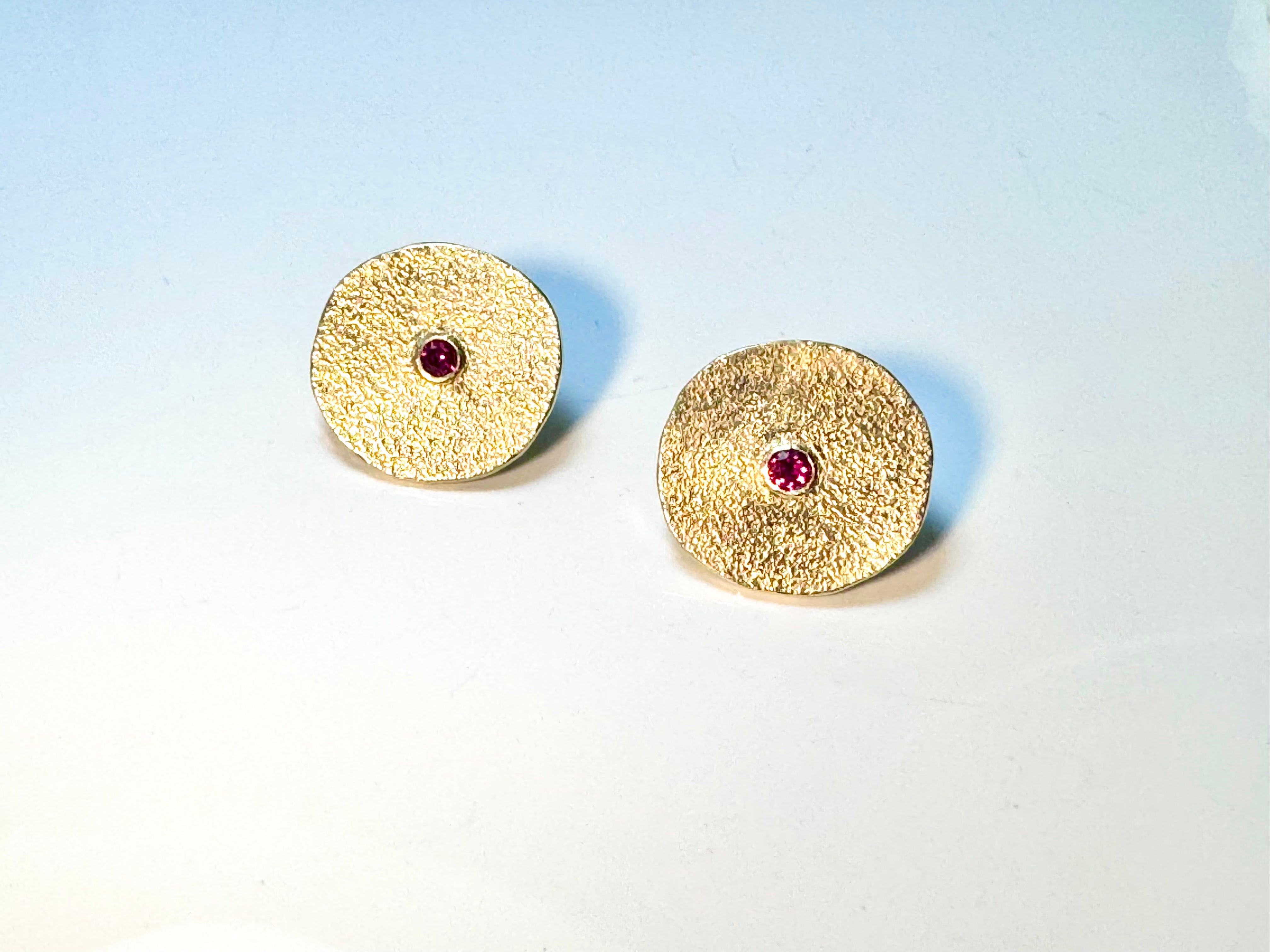Ruby 18k Textured Disc Earrings