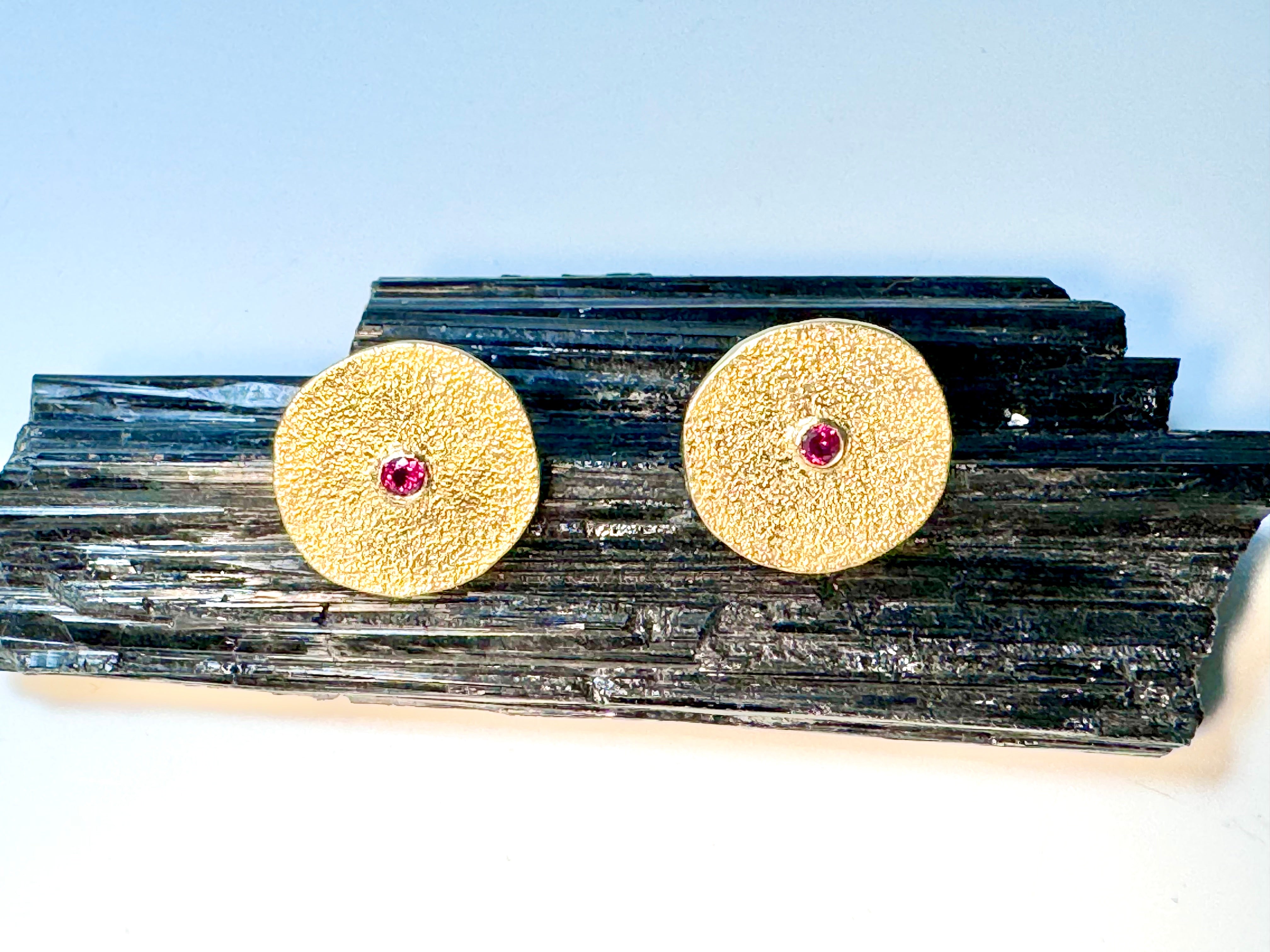 Ruby 18k Textured Disc Earrings