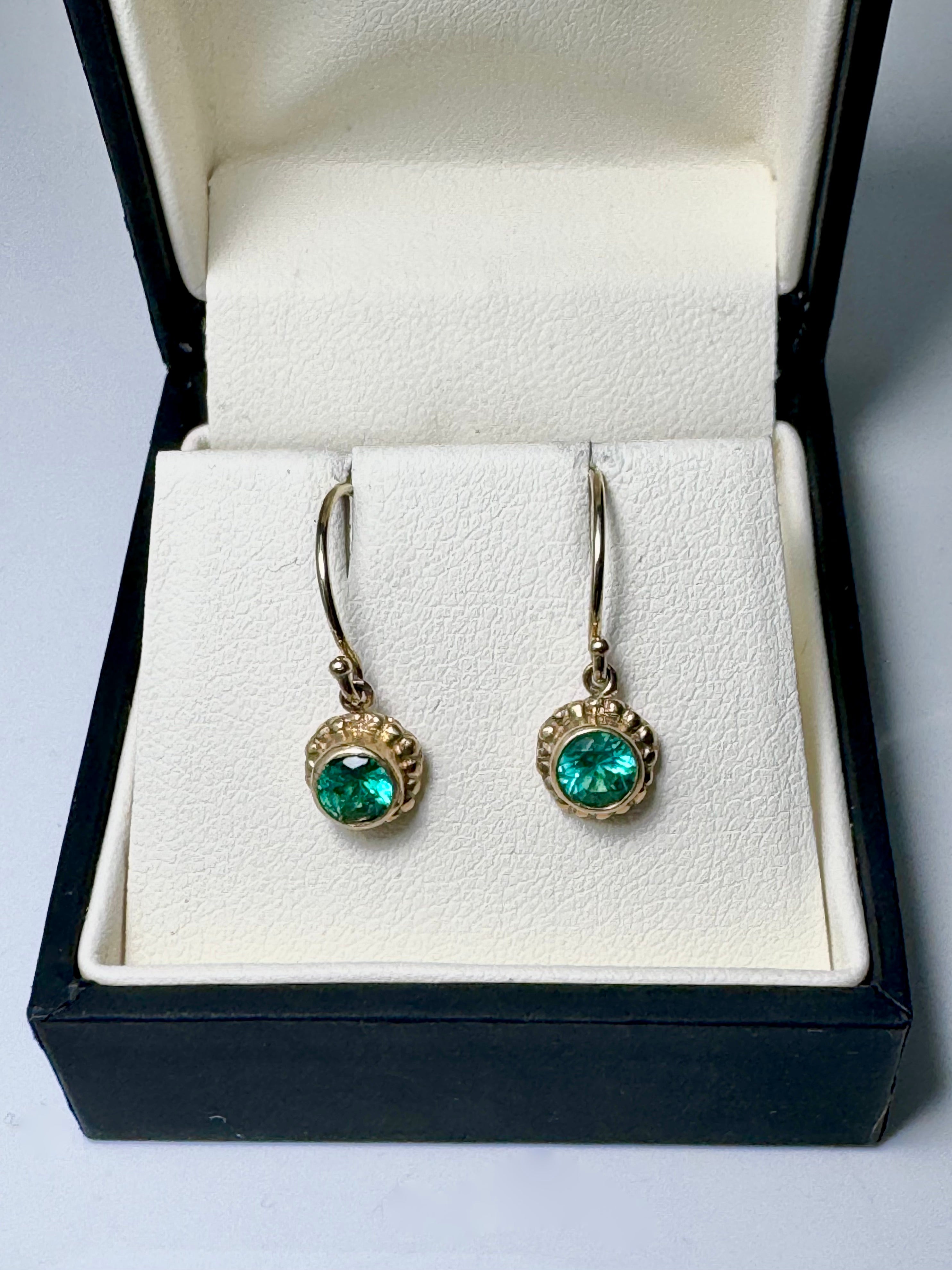 Emerald Beaded 14k Drops