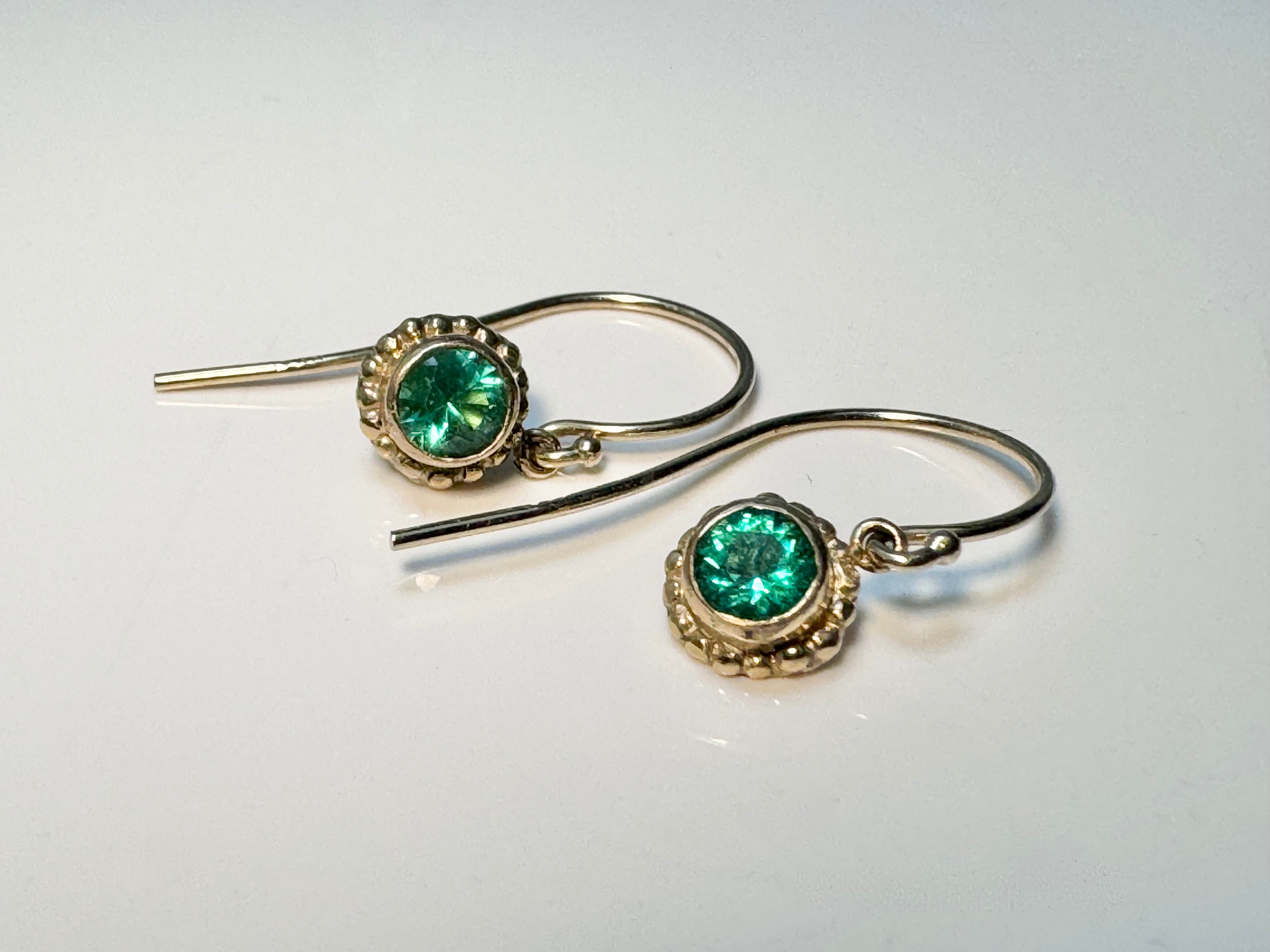 Emerald Beaded 14k Drops