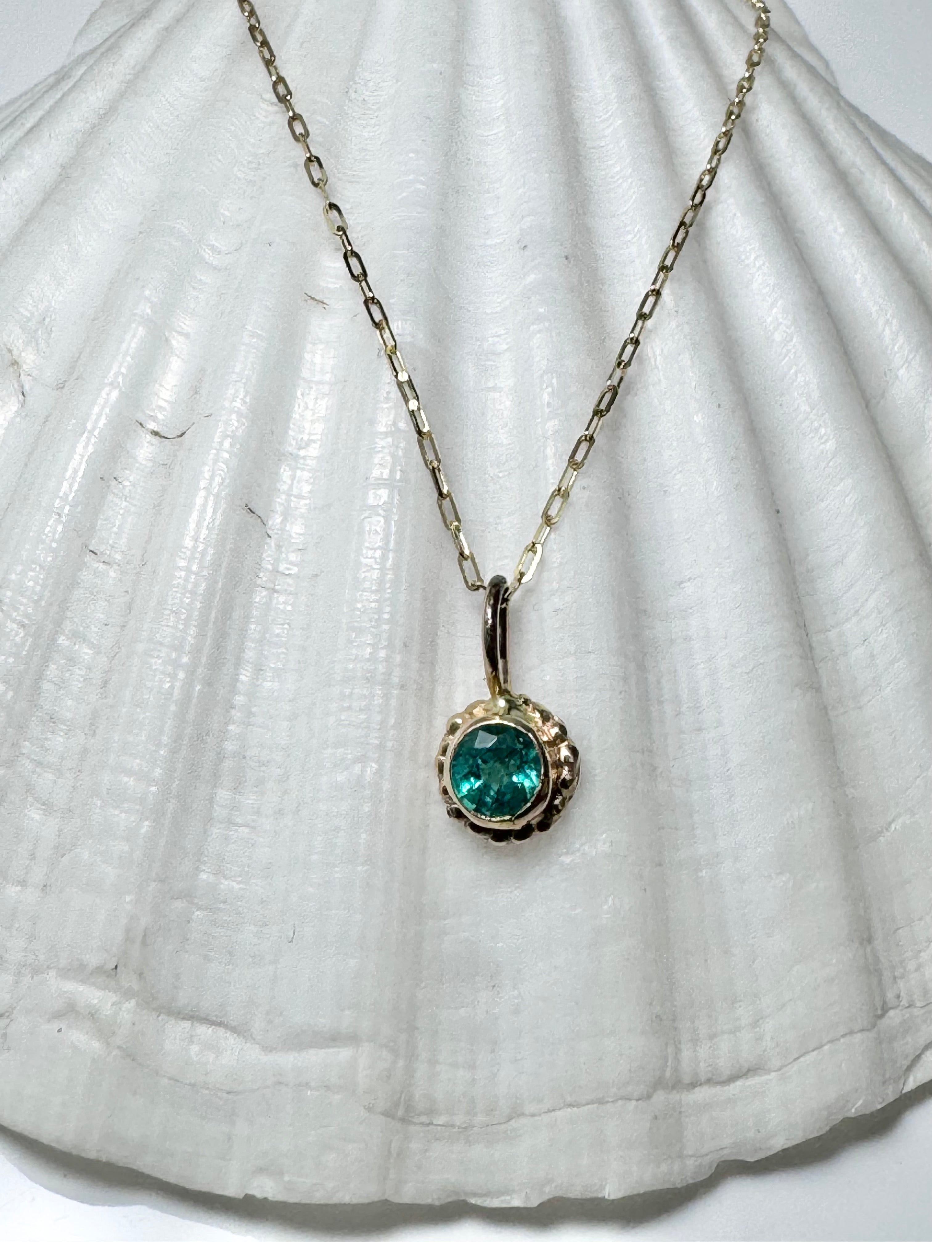 Emerald Beaded 14k Pendant