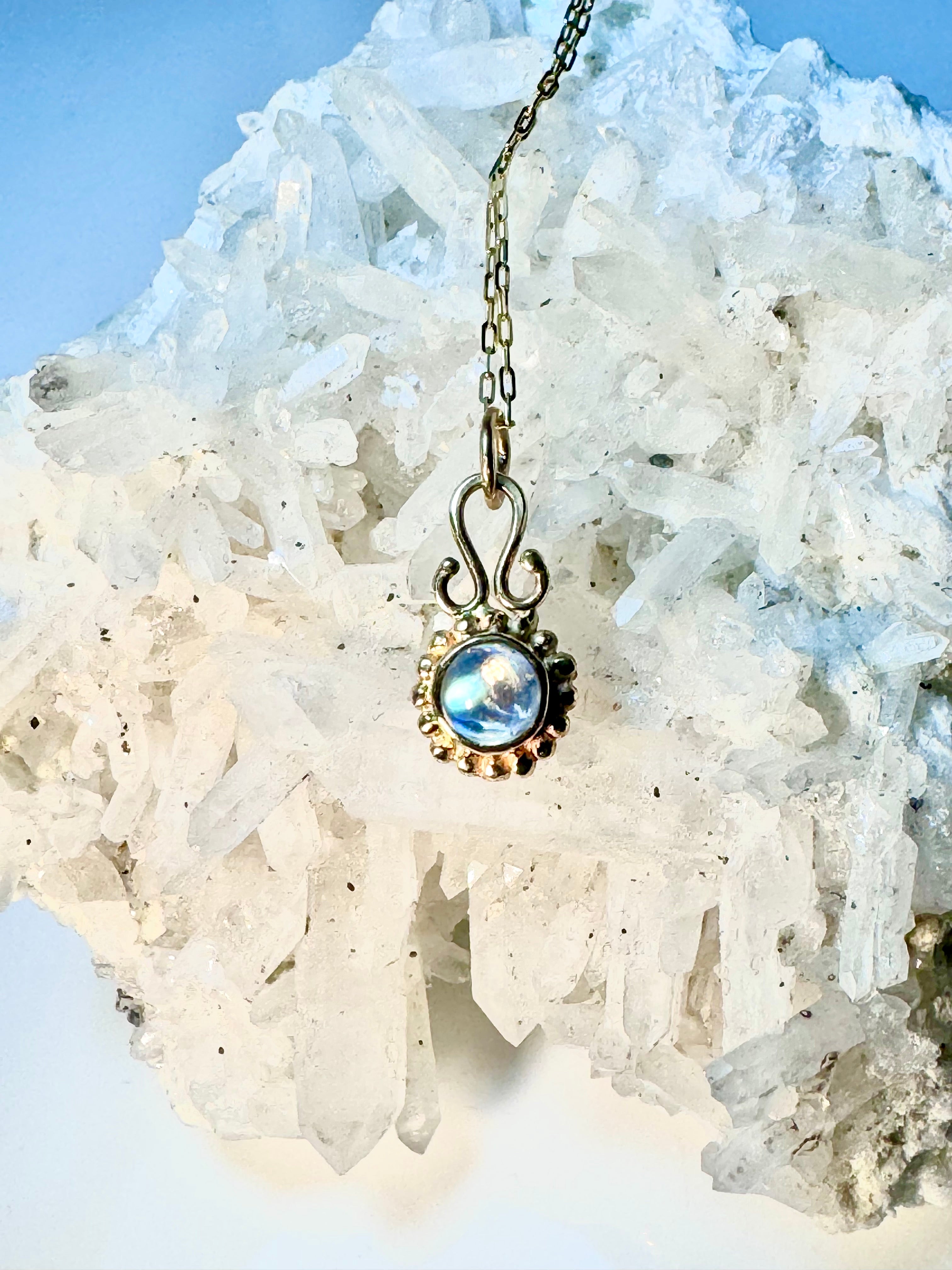 Moonstone 14k Beaded Pendant