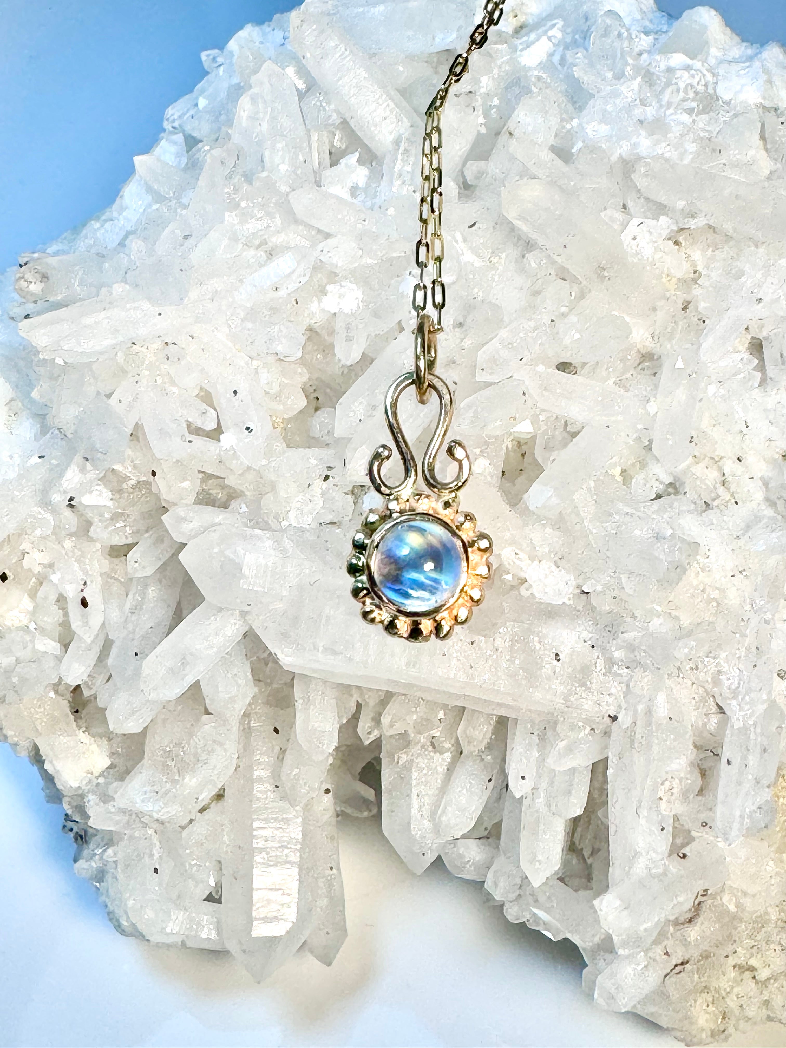 Moonstone 14k Beaded Pendant