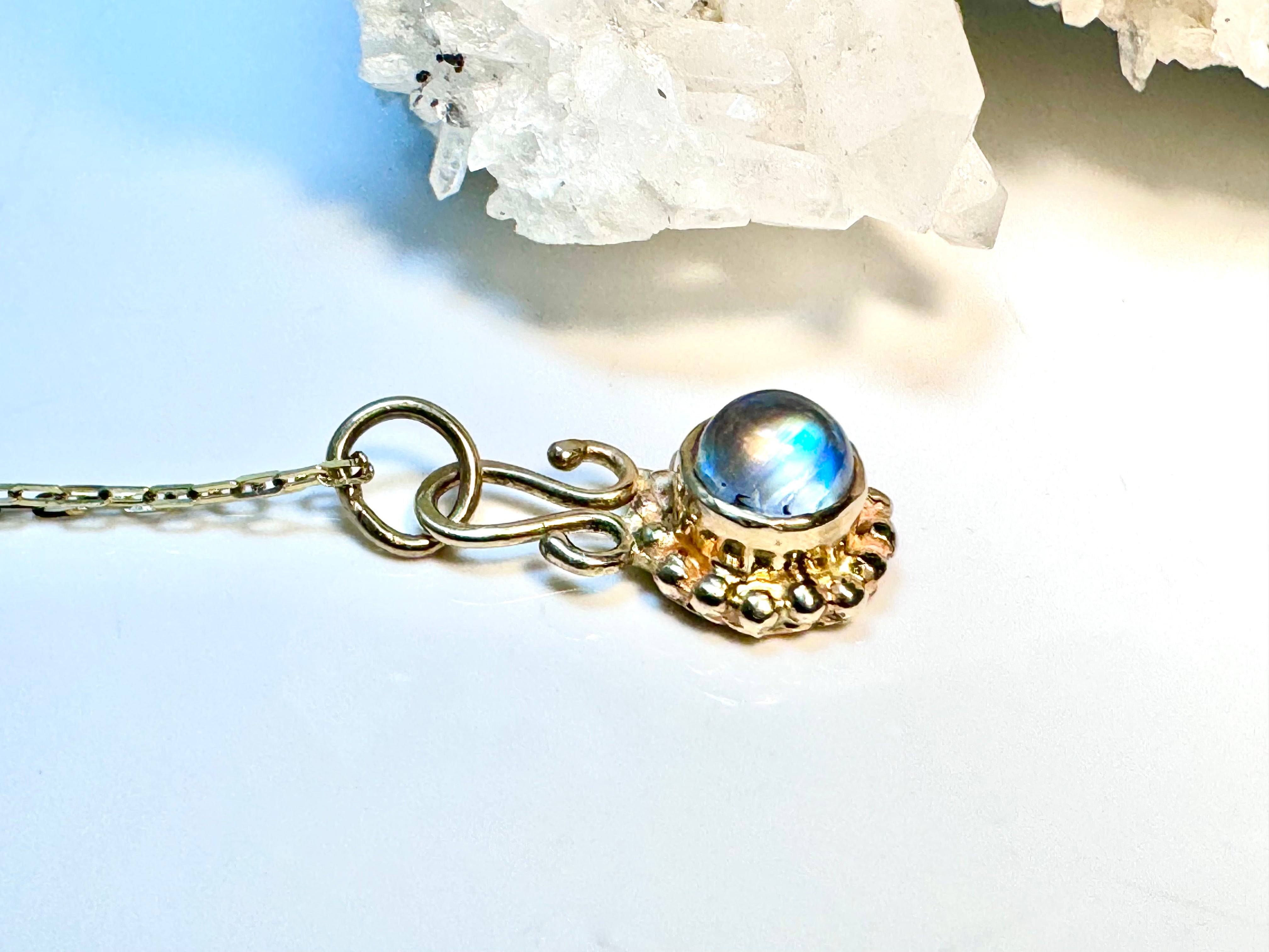 Moonstone 14k Beaded Pendant