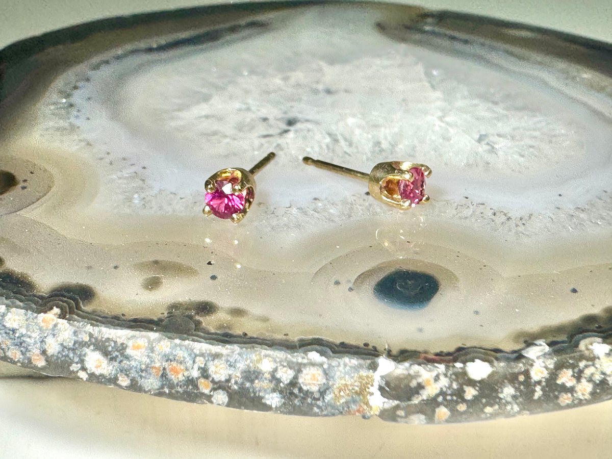 Pink Sapphire 14k Prong Studs