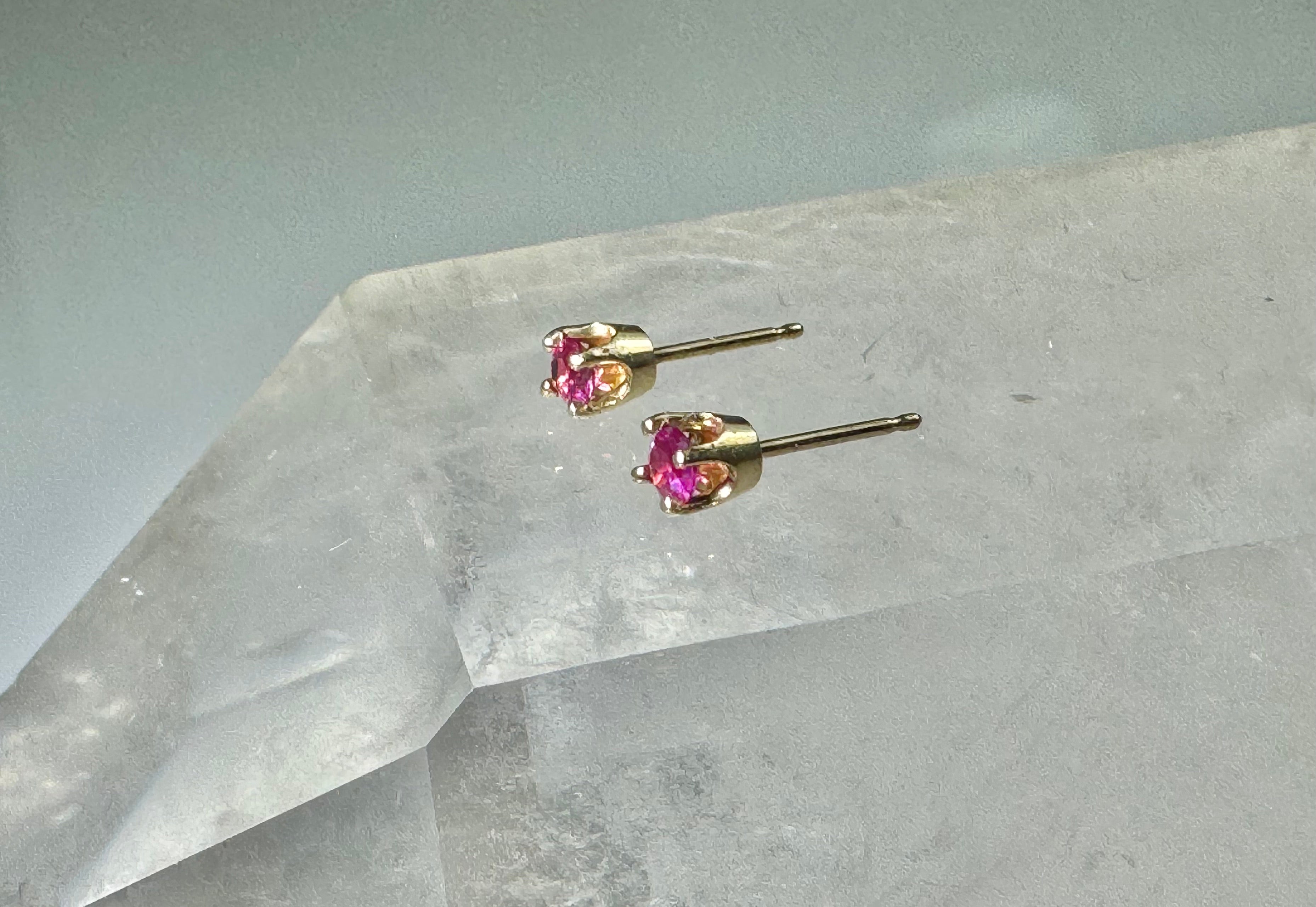 Pink Sapphire 14k Prong Studs