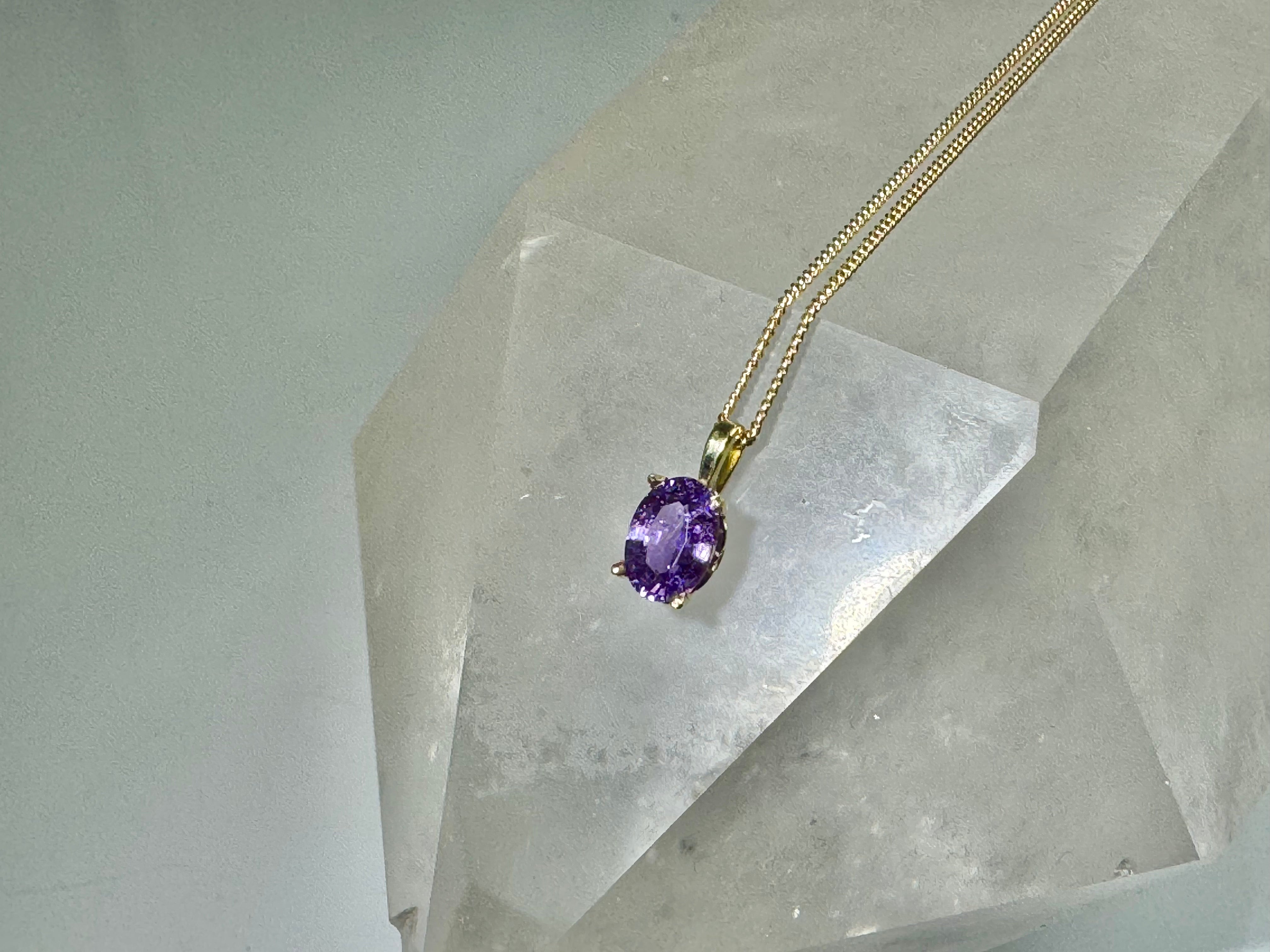 Purple Sapphire 18k Pendant