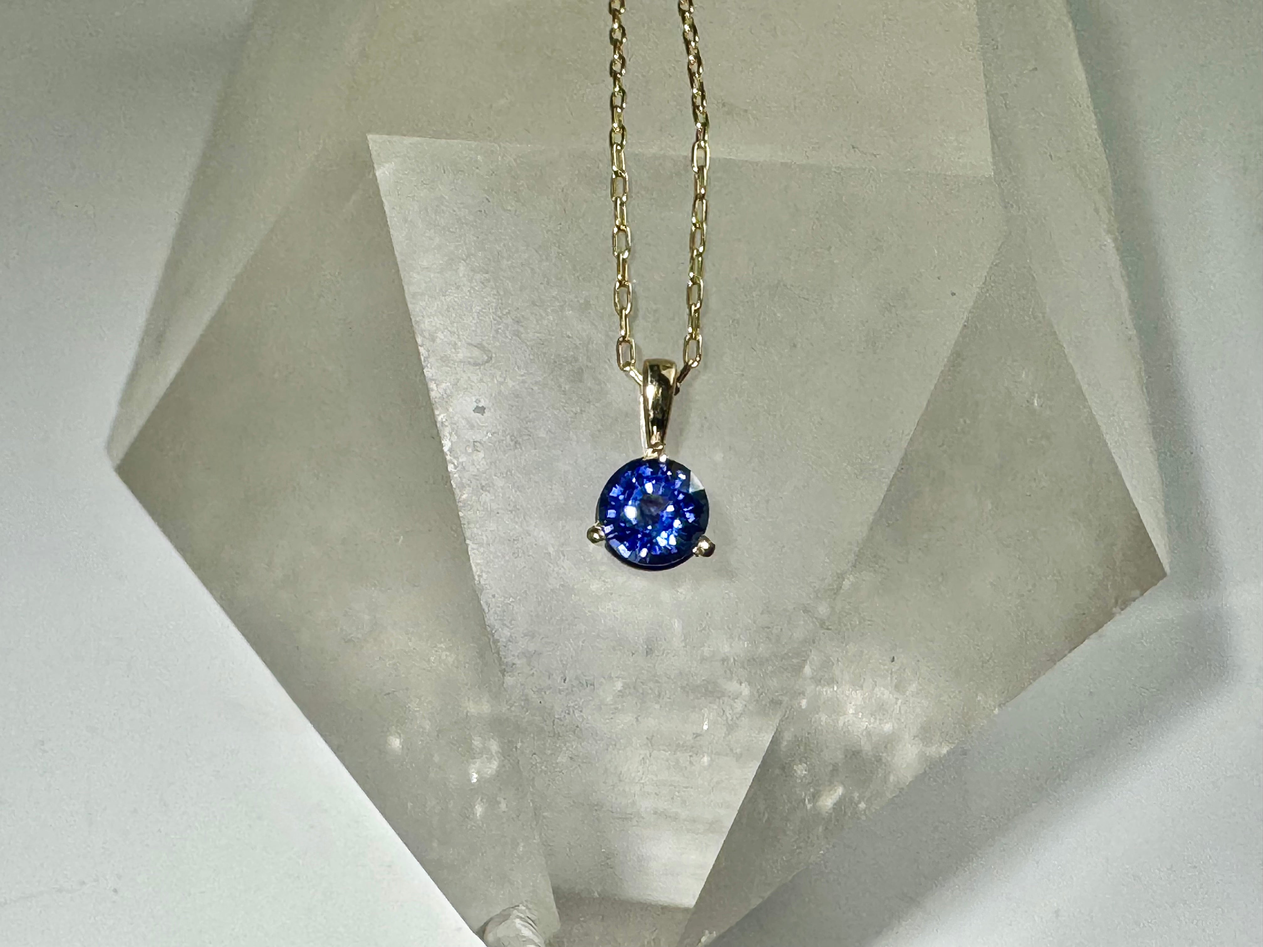 Sapphire 3 Prong 14k Pendant