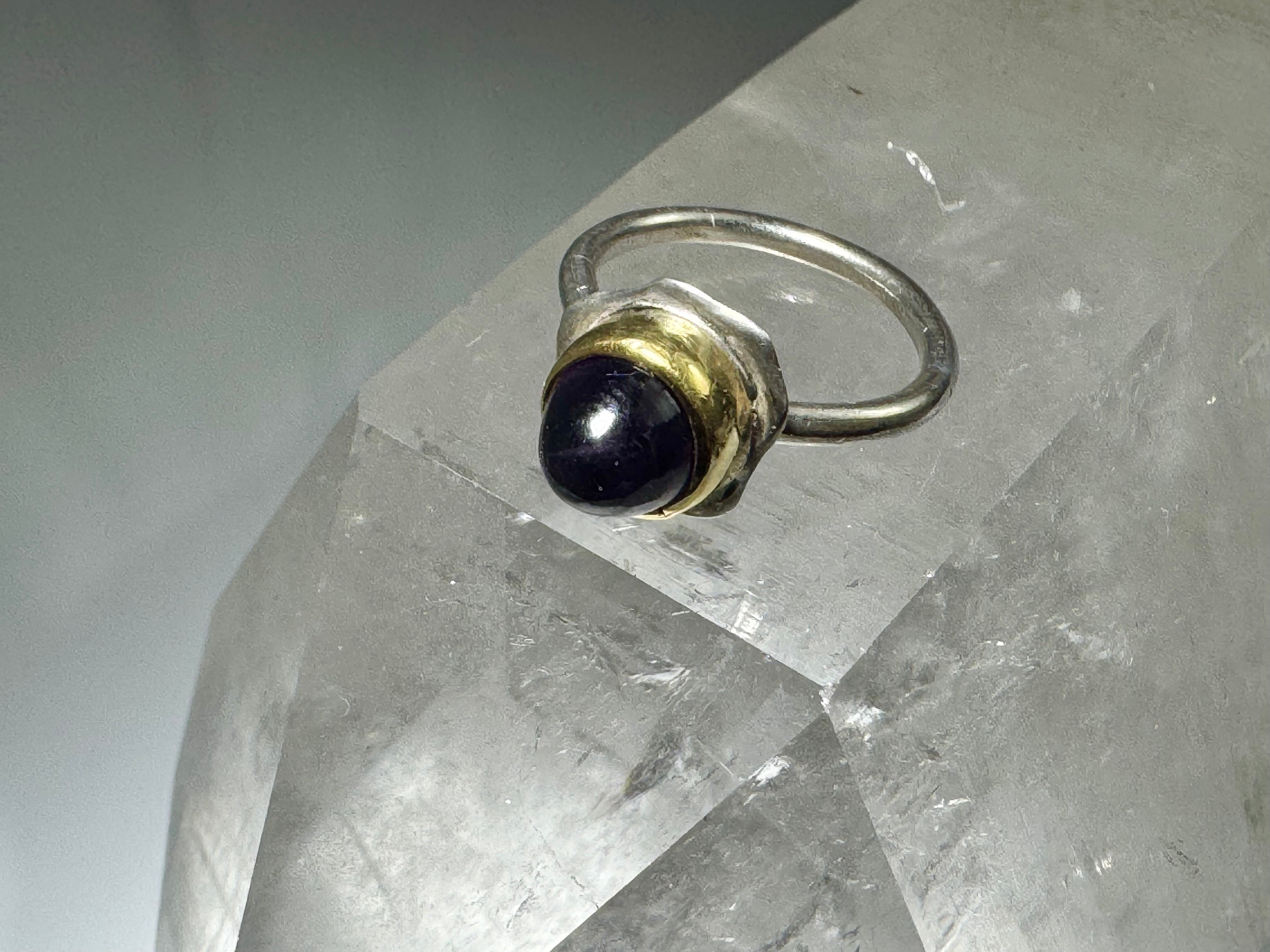 Amethyst Bullet Two Tone Ring