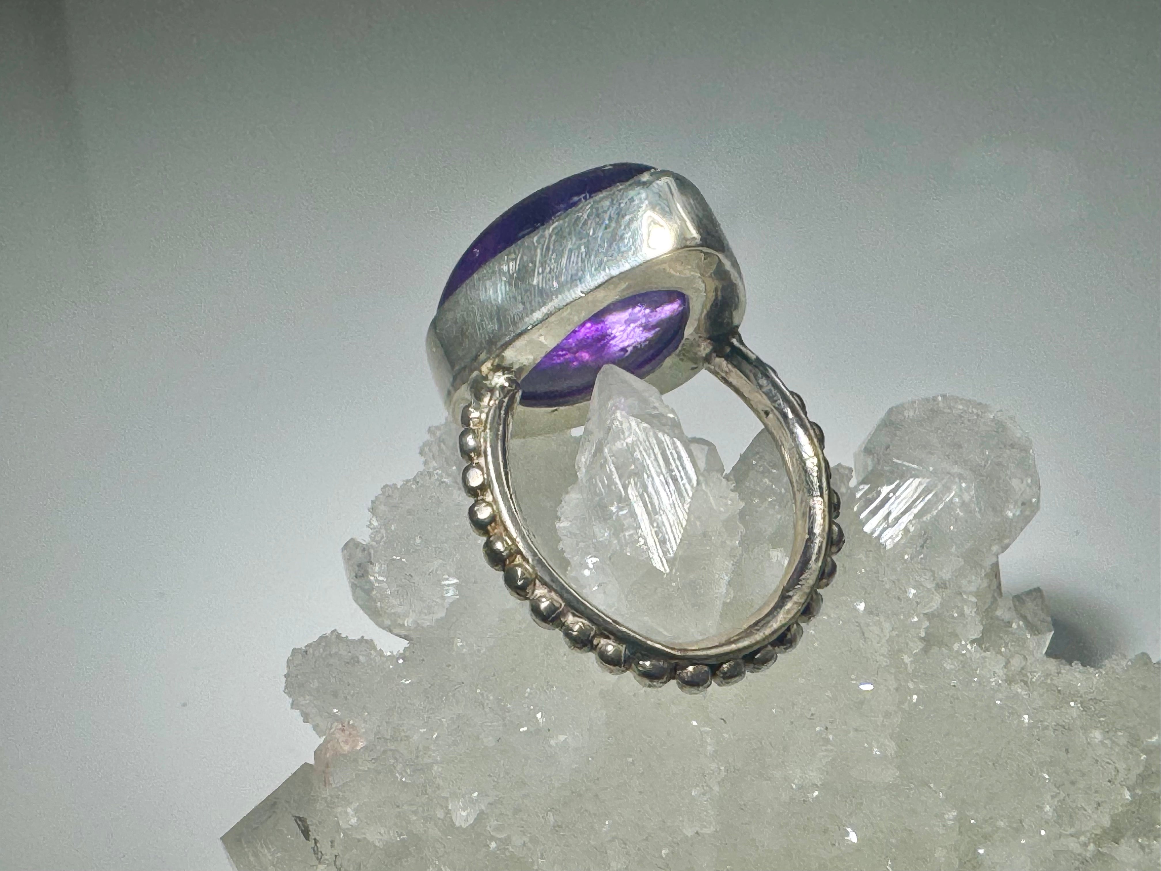 Amethyst Beaded Sterling Ring