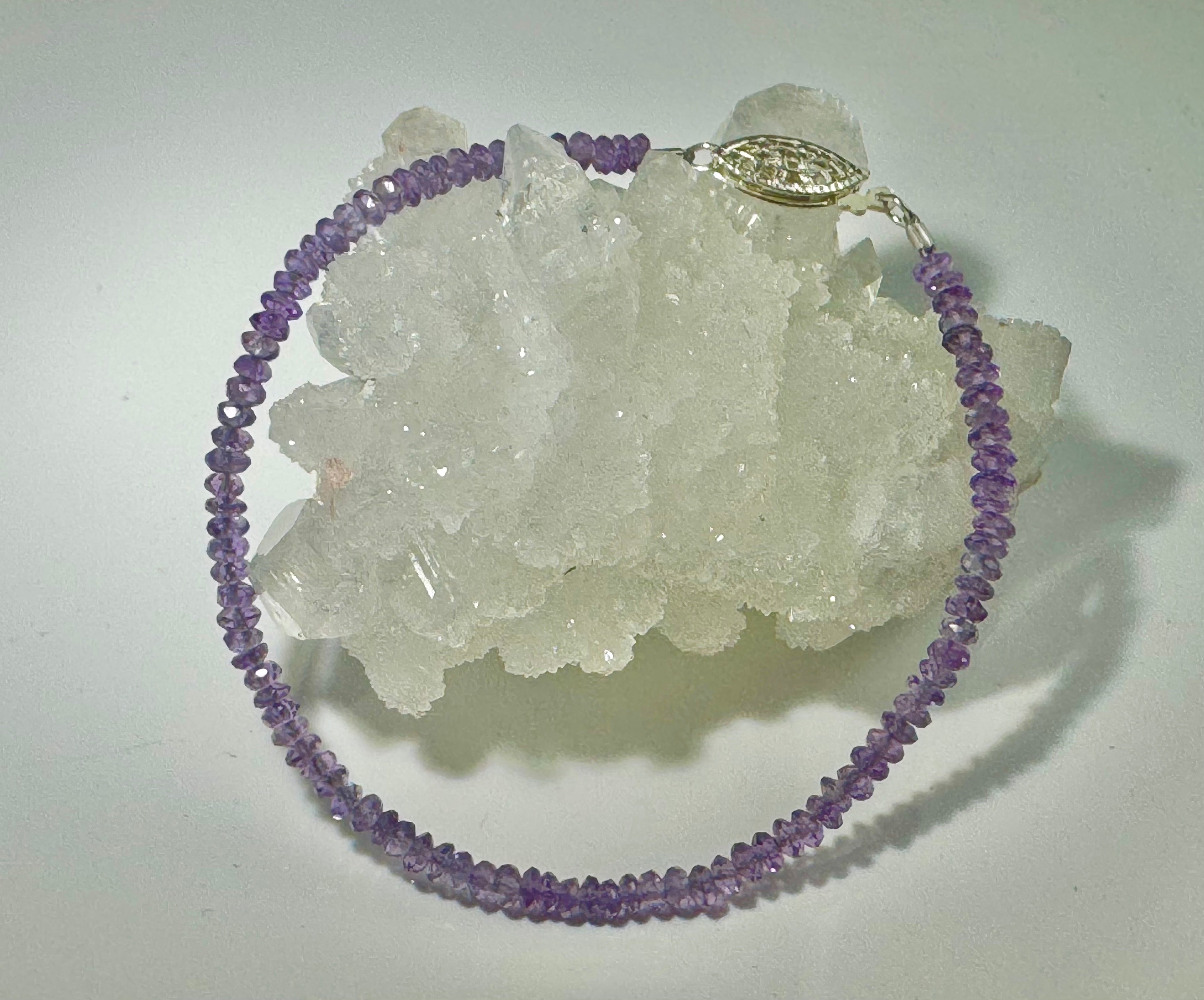 Amethyst 4mm Bead Sterling Bracelet